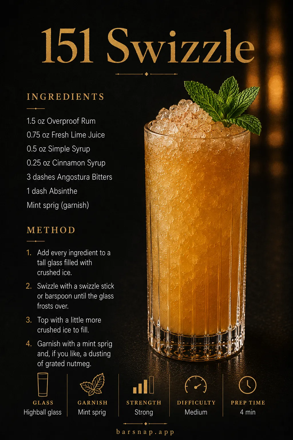 151 Swizzle recipe infographic