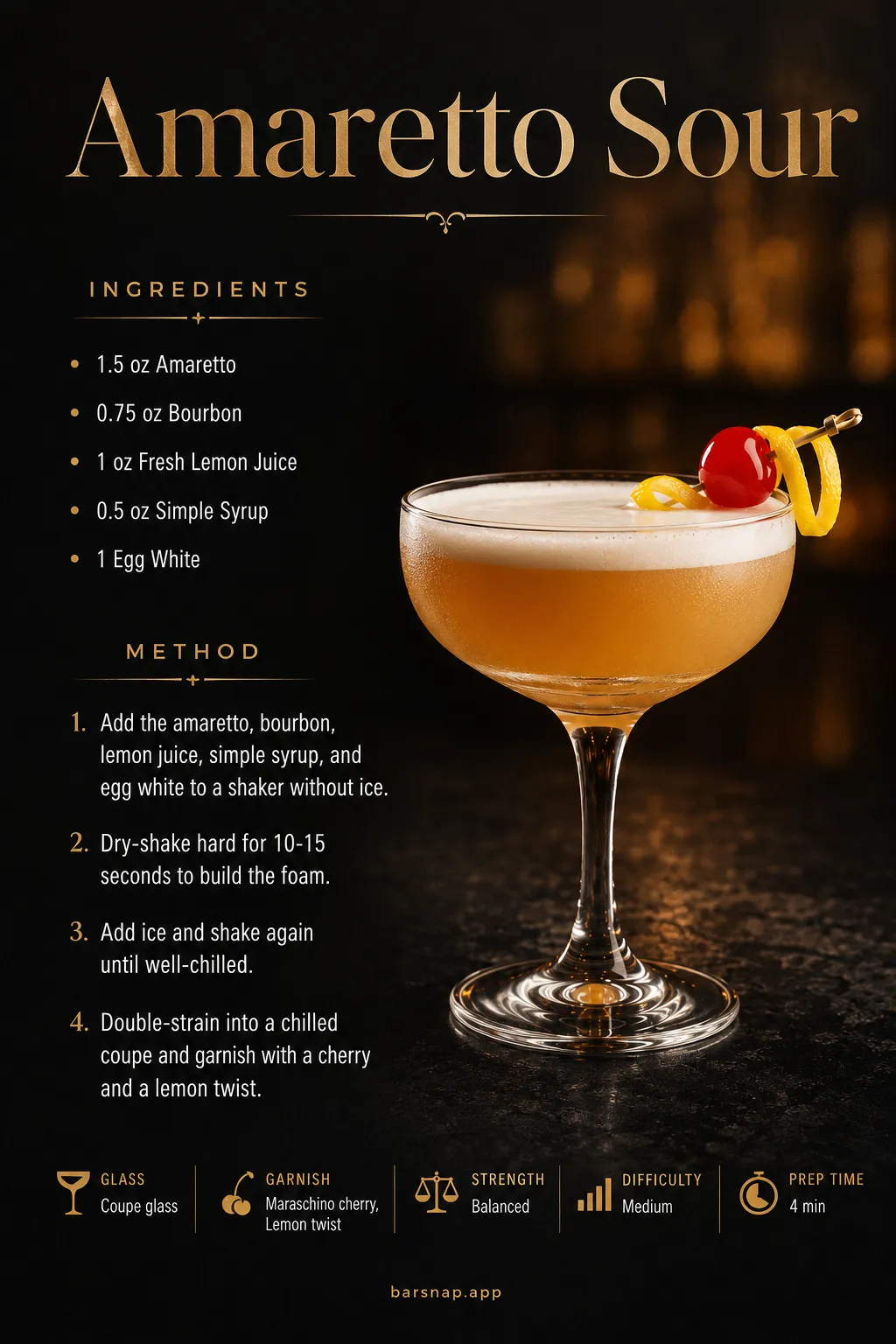 Amaretto Sour recipe infographic