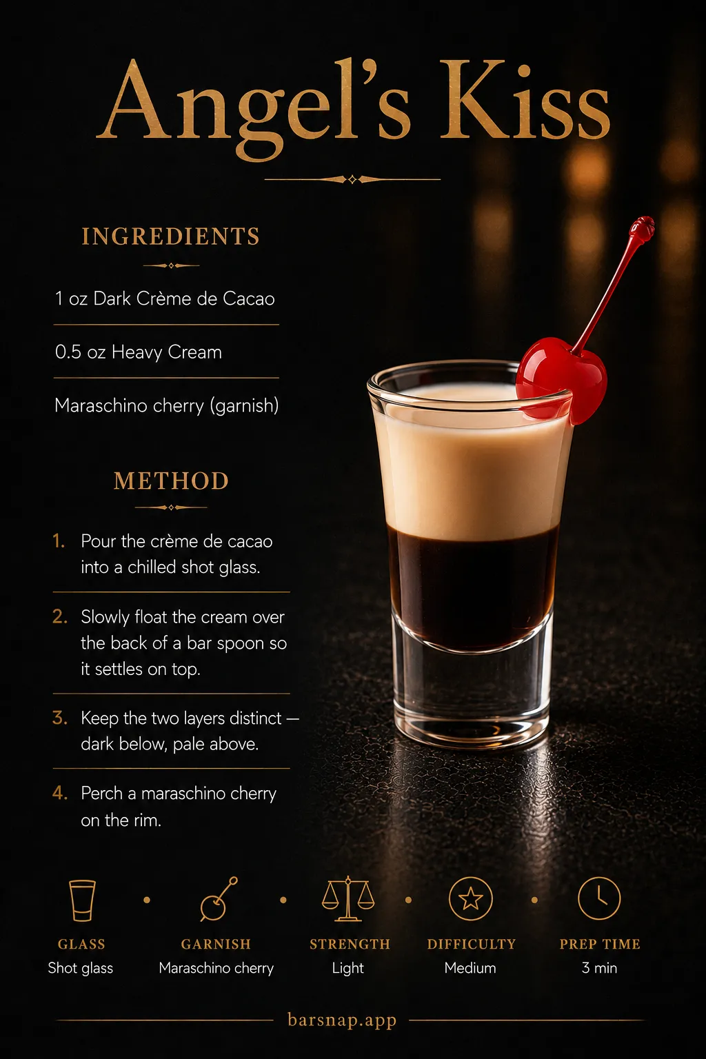 Angel's Kiss recipe infographic