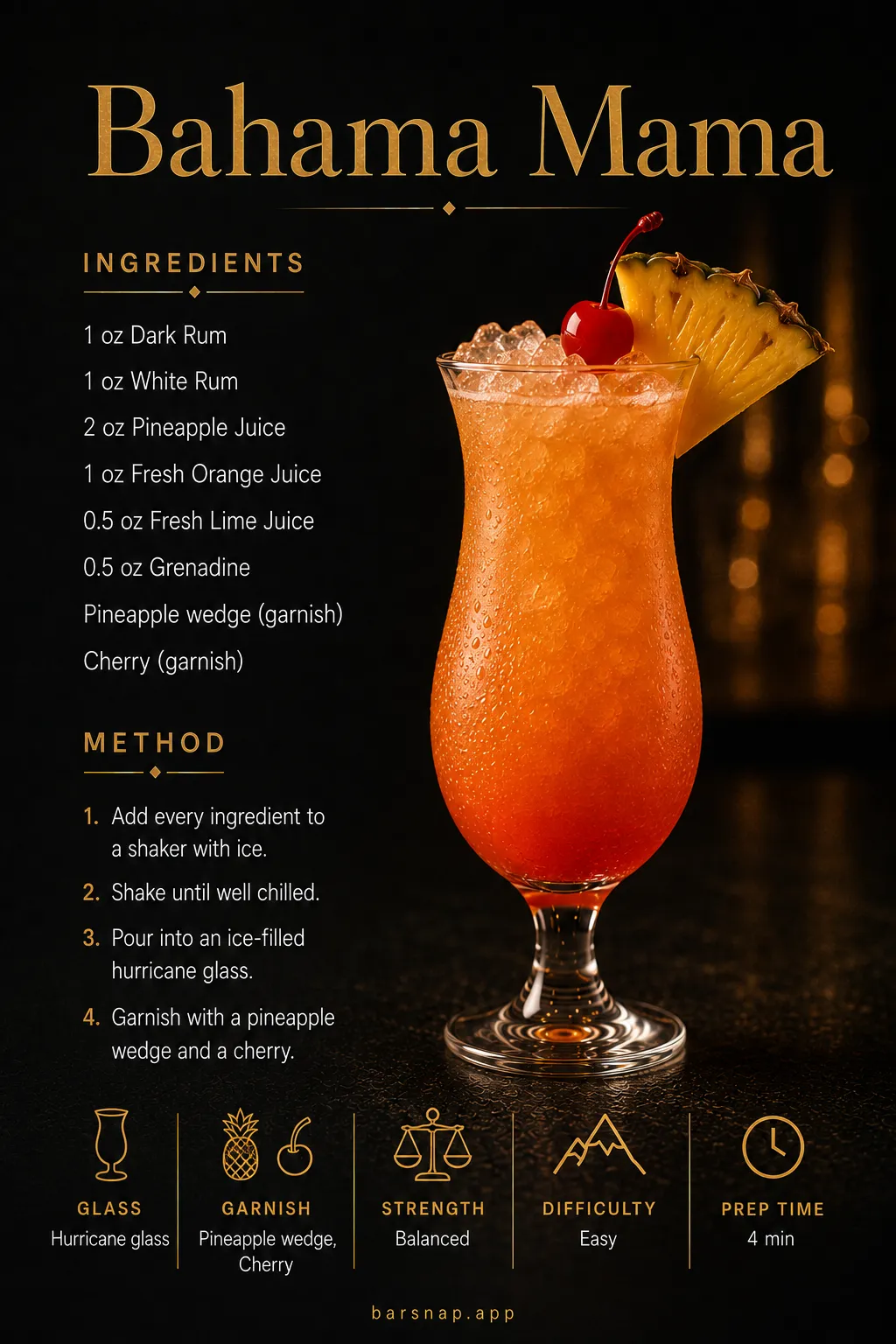 Bahama Mama recipe infographic