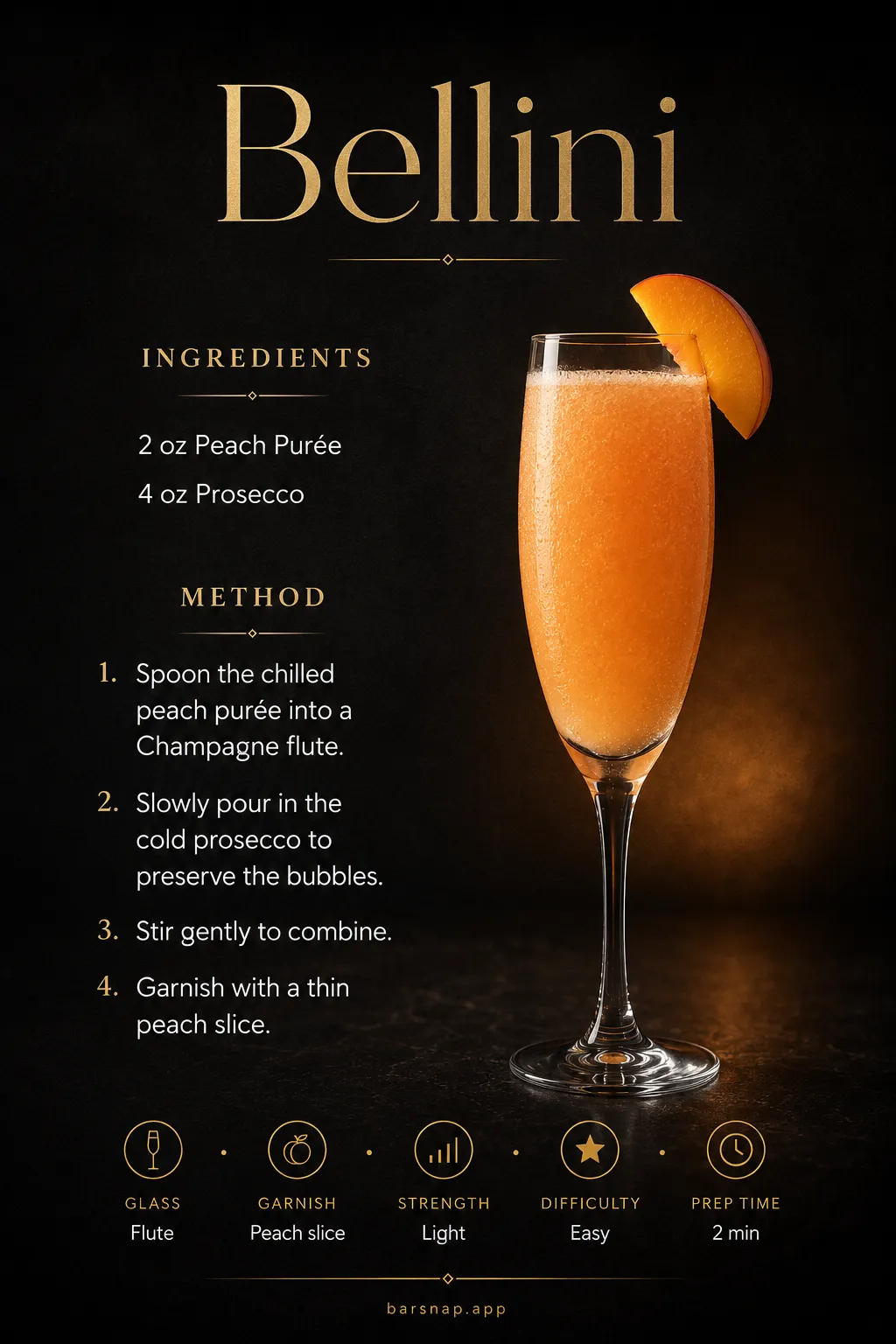 Bellini recipe infographic