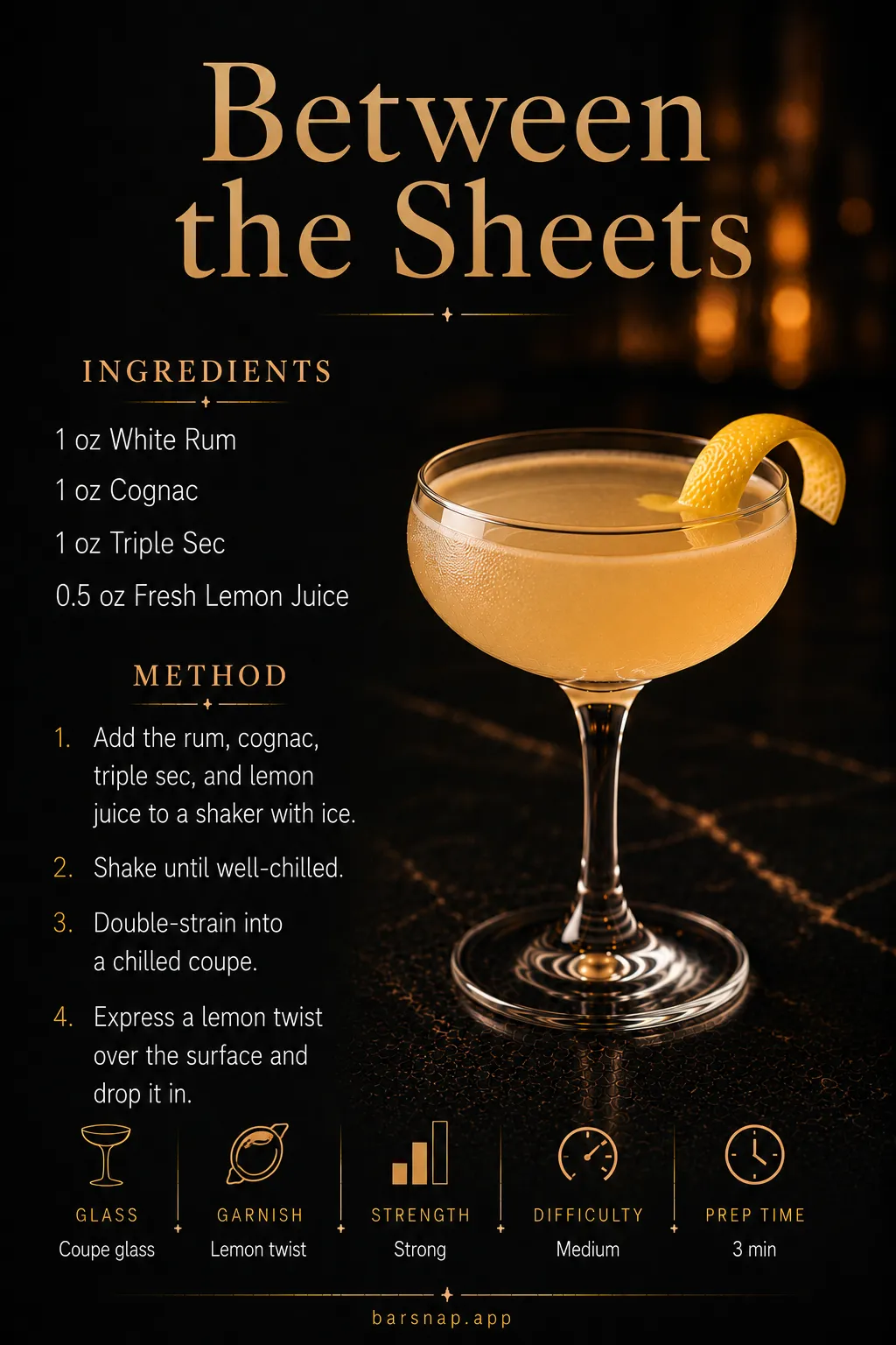 Between the Sheets recipe infographic