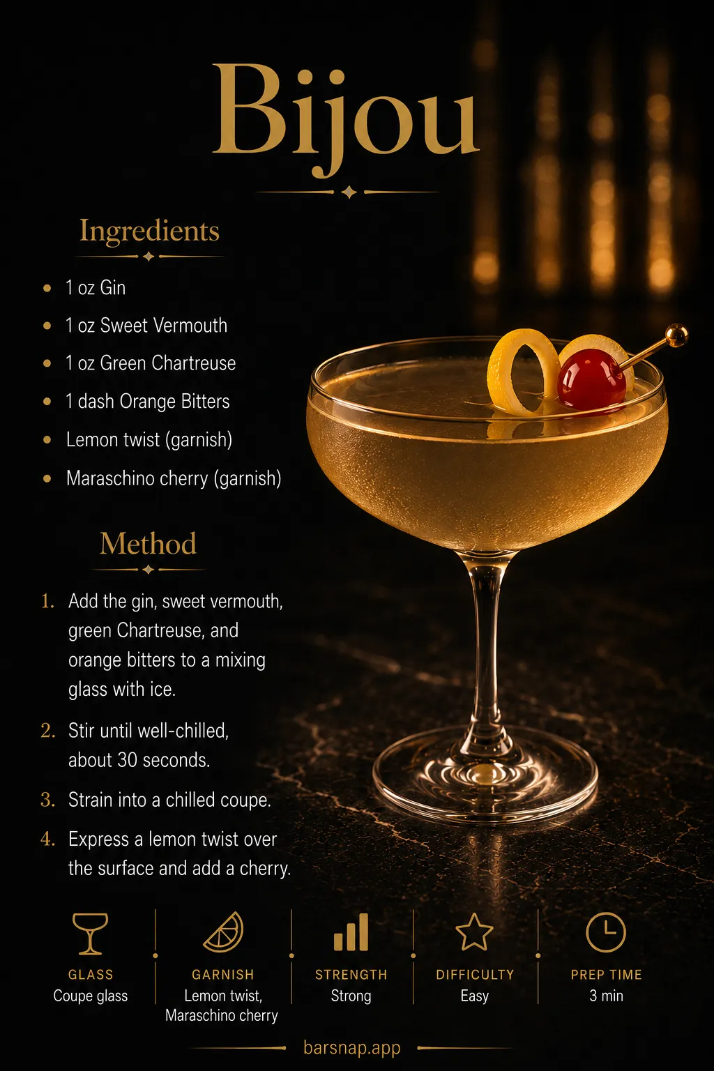 Bijou recipe infographic