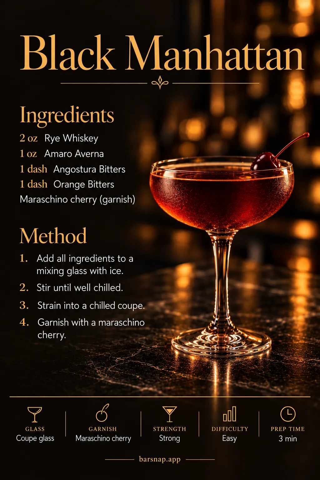 Black Manhattan recipe infographic