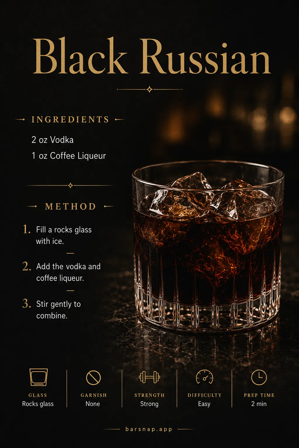 Black Russian recipe infographic