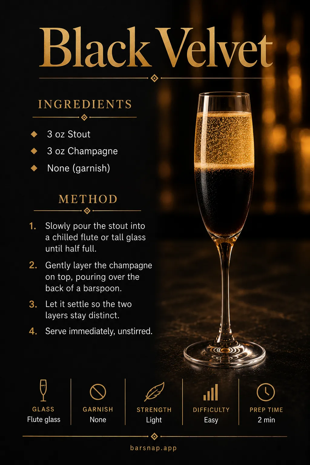 Black Velvet recipe infographic