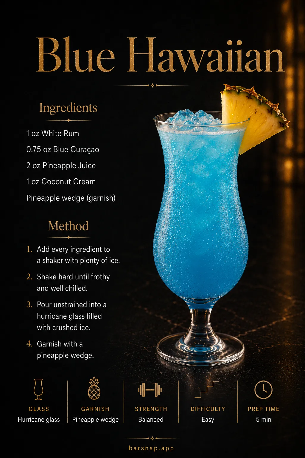 Blue Hawaiian recipe infographic