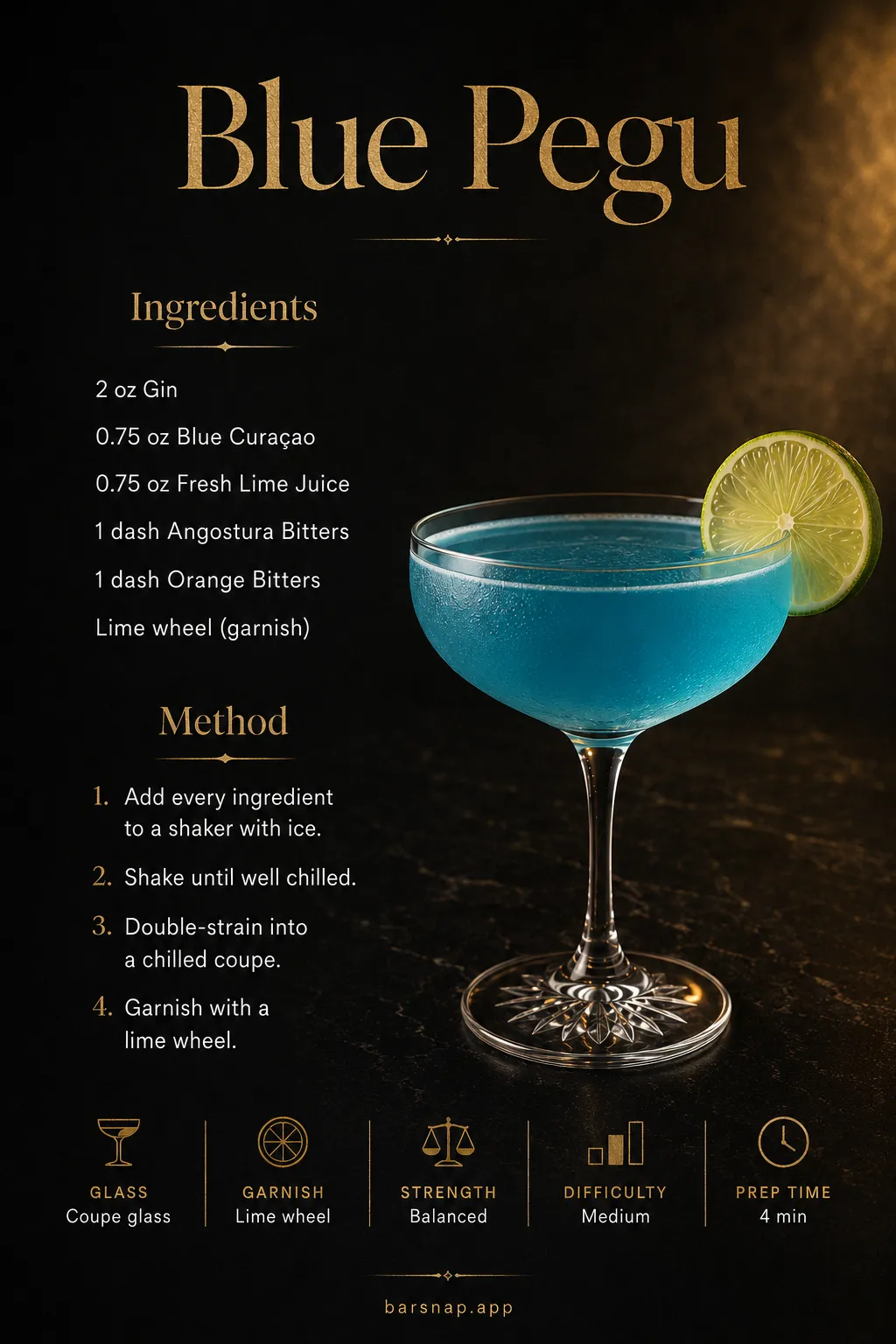 Blue Pegu recipe infographic