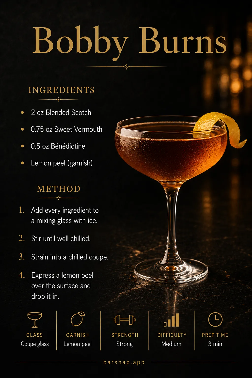 Bobby Burns recipe infographic