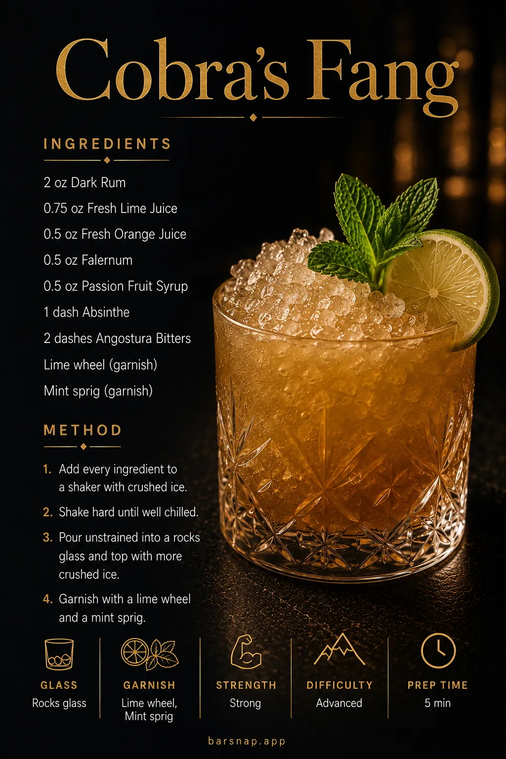 Cobra's Fang recipe infographic