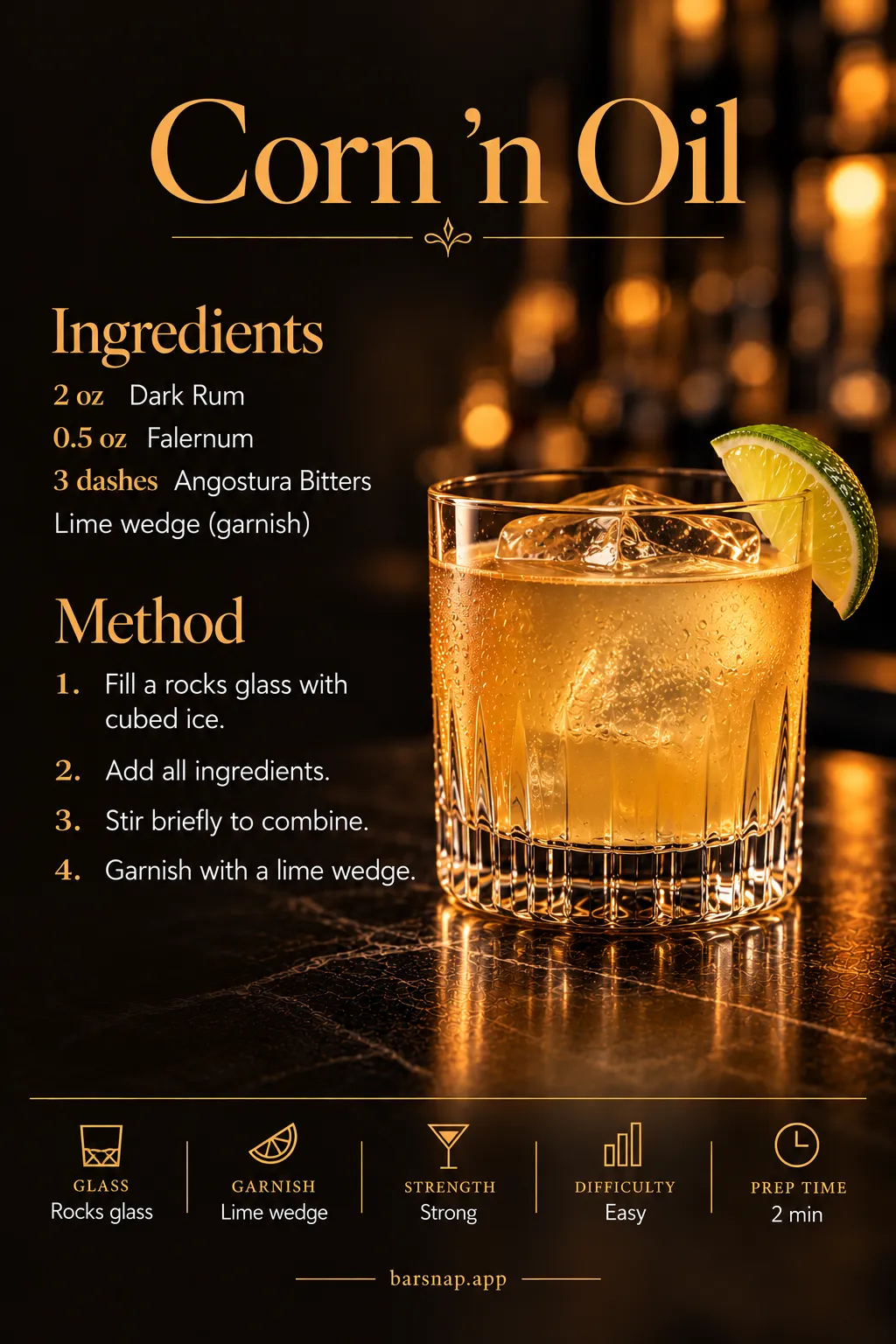 Corn 'n Oil recipe infographic