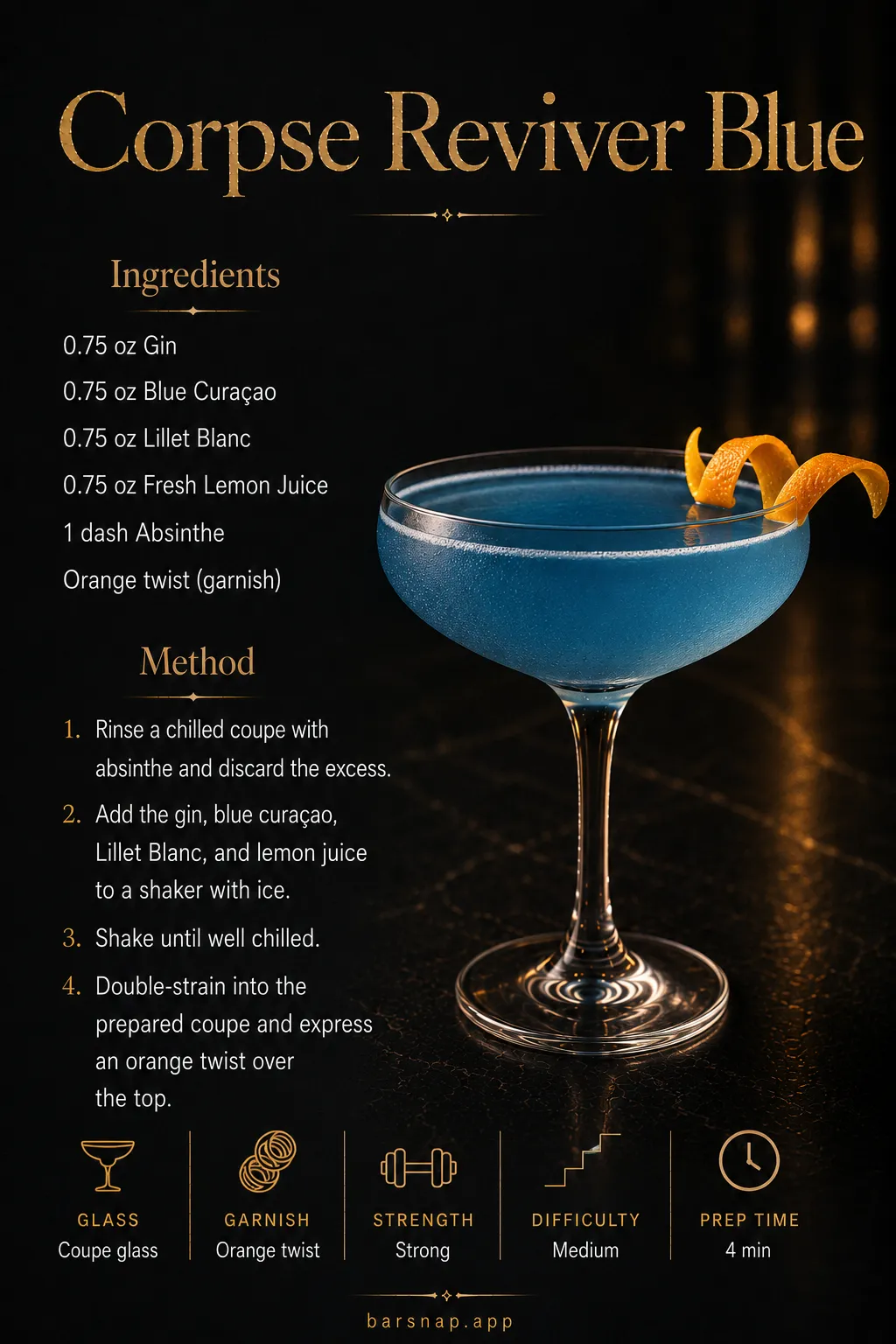 Corpse Reviver Blue recipe infographic