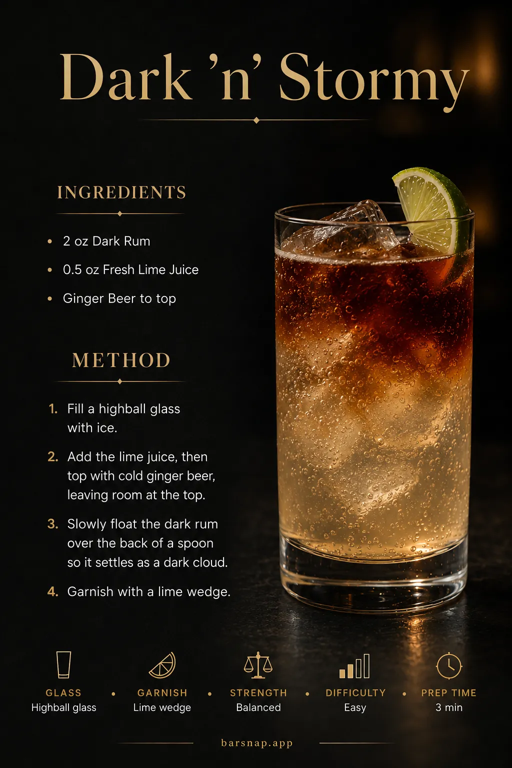 Dark 'n' Stormy recipe infographic