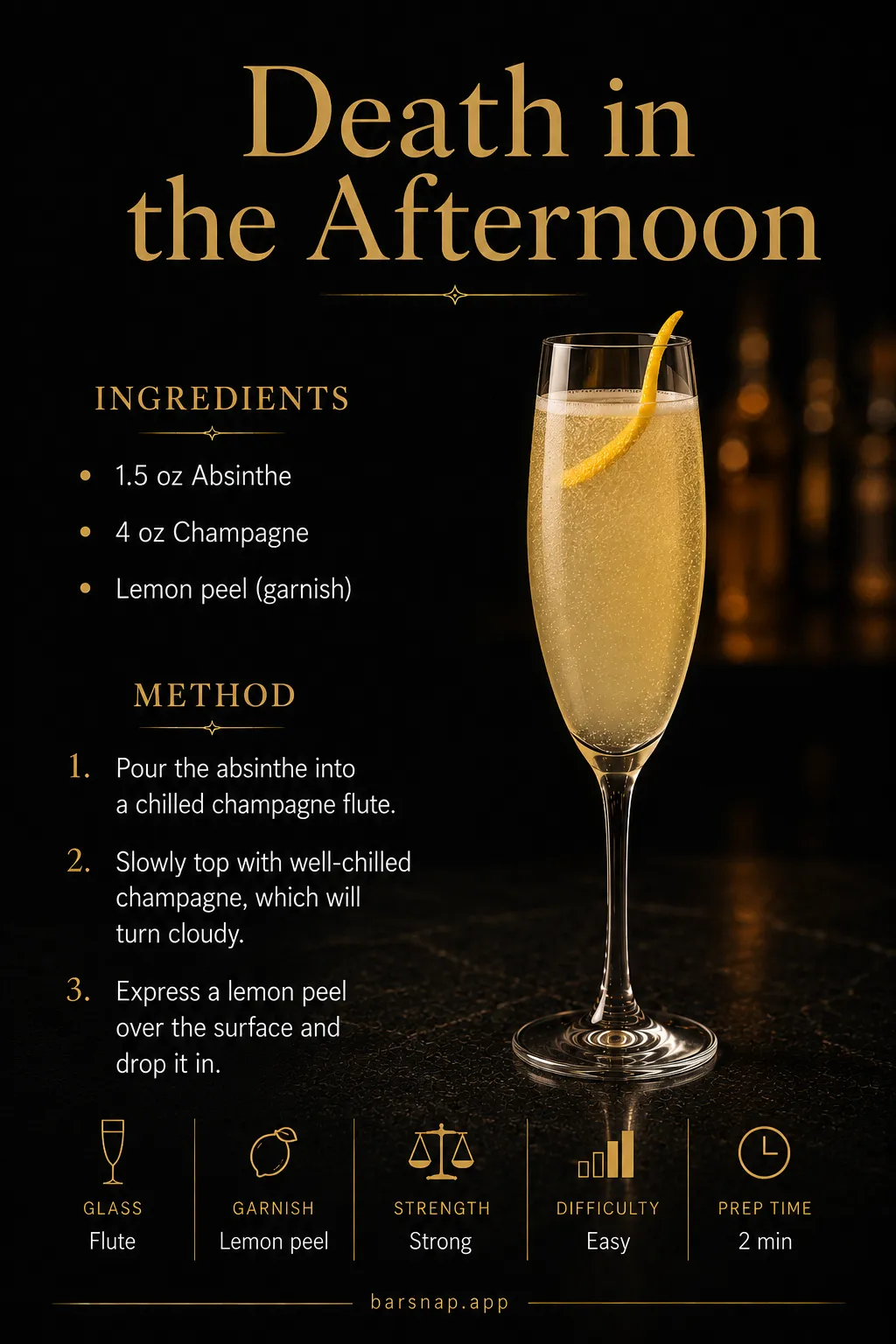Death in the Afternoon recipe infographic