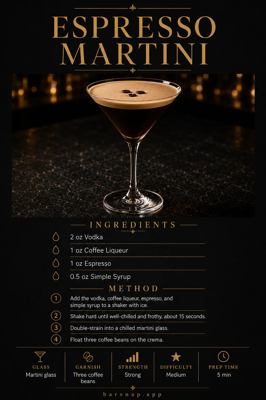 Espresso Martini recipe infographic