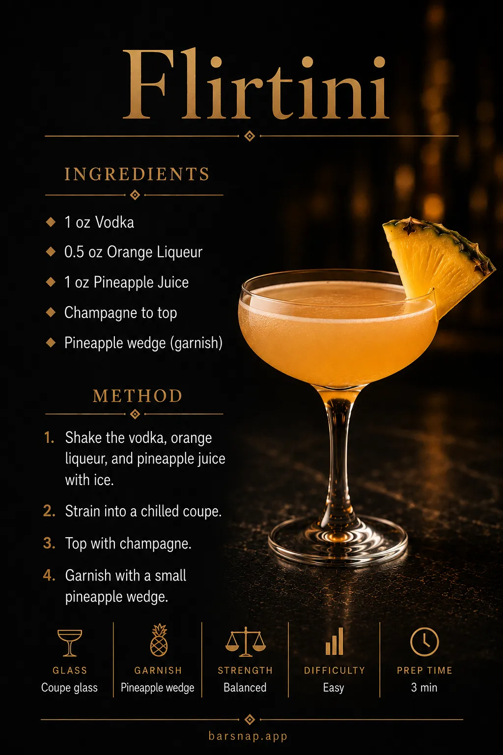 Flirtini recipe infographic