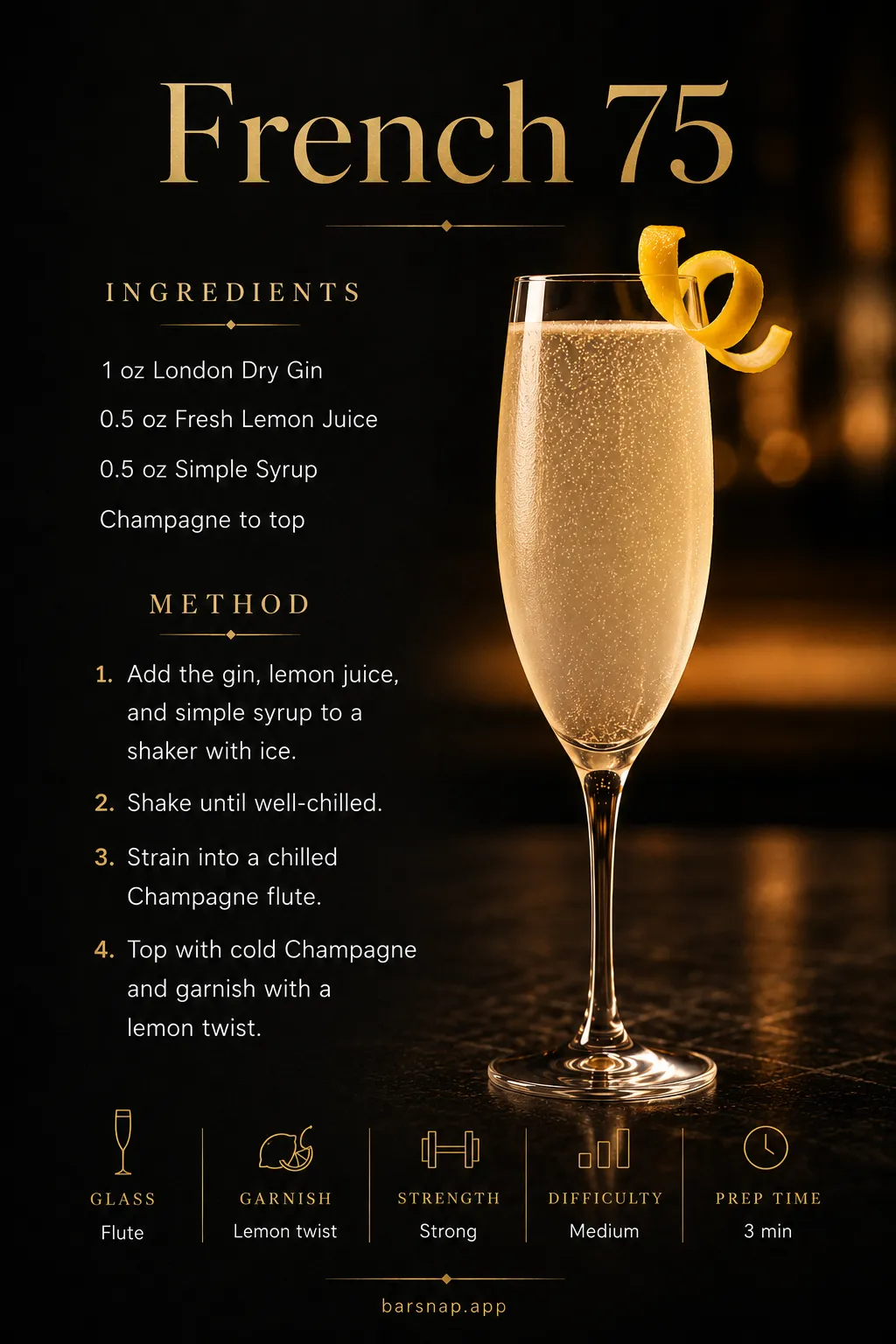 French 75 recipe infographic