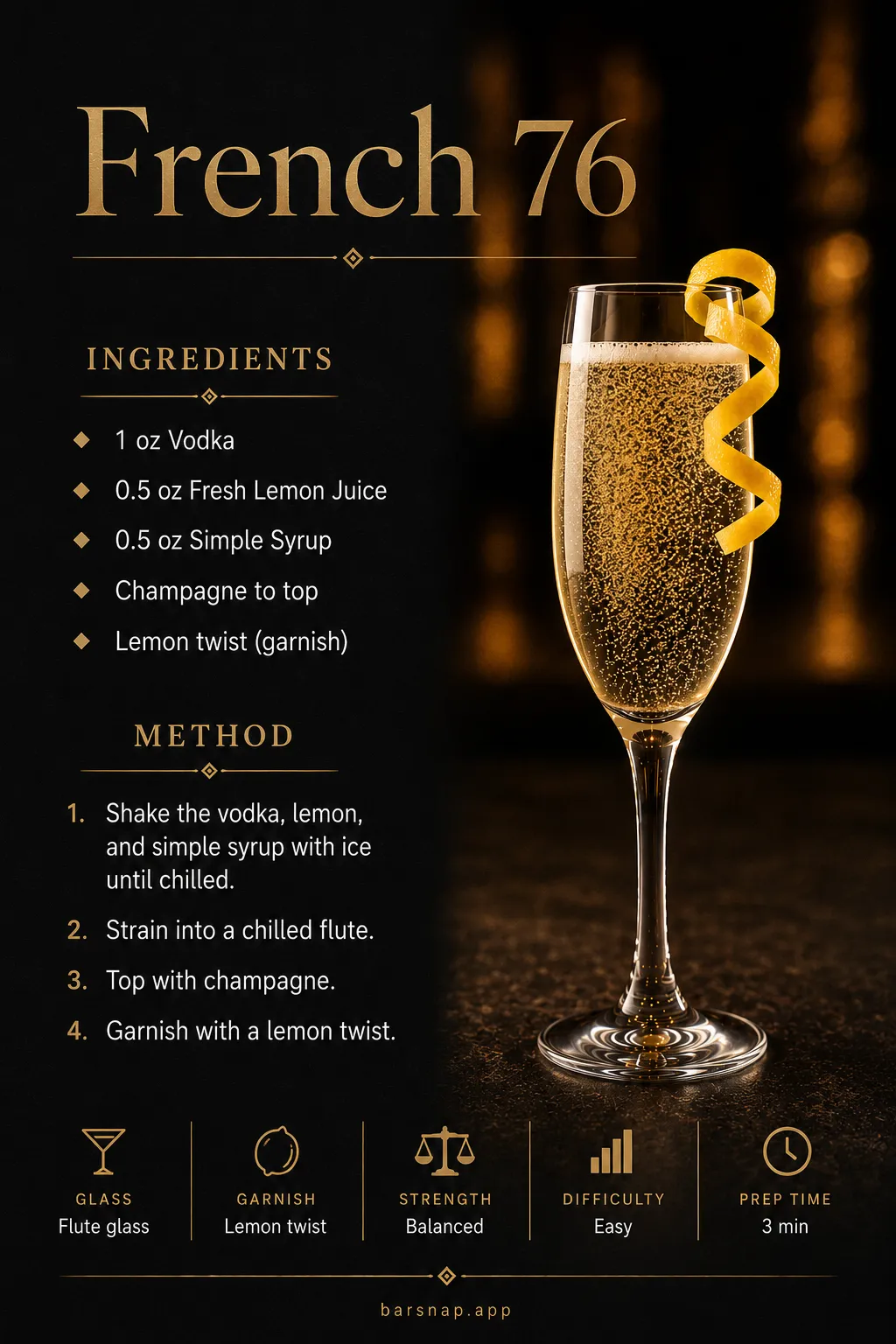 French 76 recipe infographic