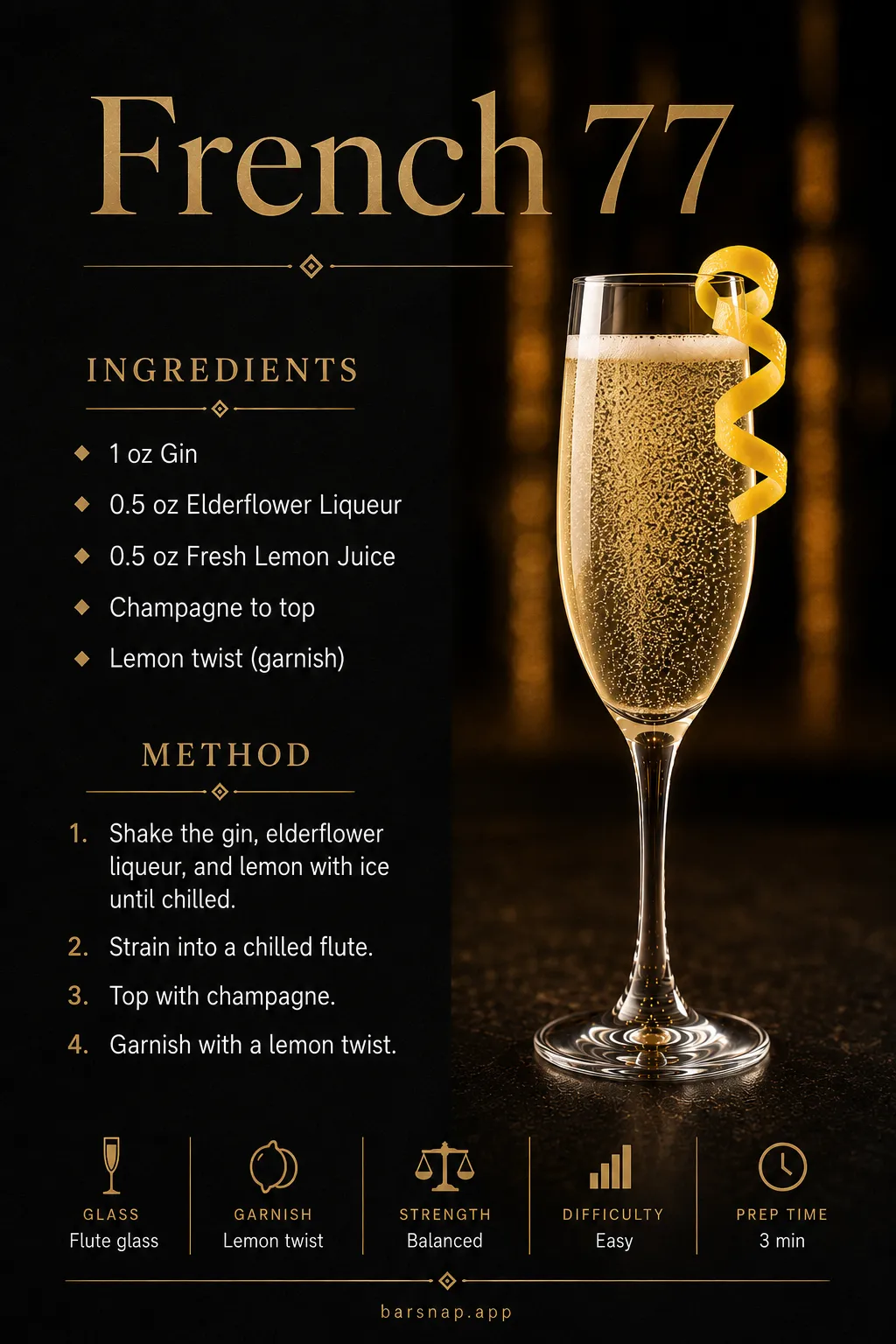 French 77 recipe infographic