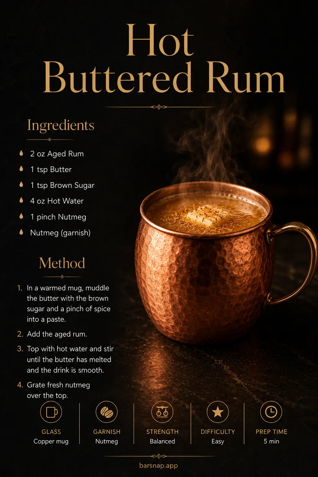 Hot Buttered Rum recipe infographic