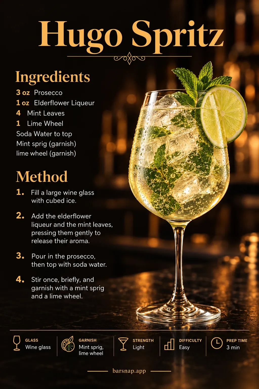 Hugo Spritz recipe infographic