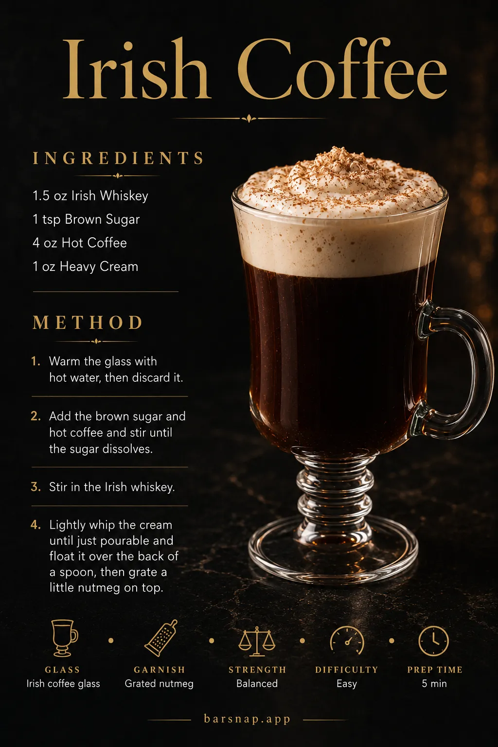 Irish Coffee recipe infographic