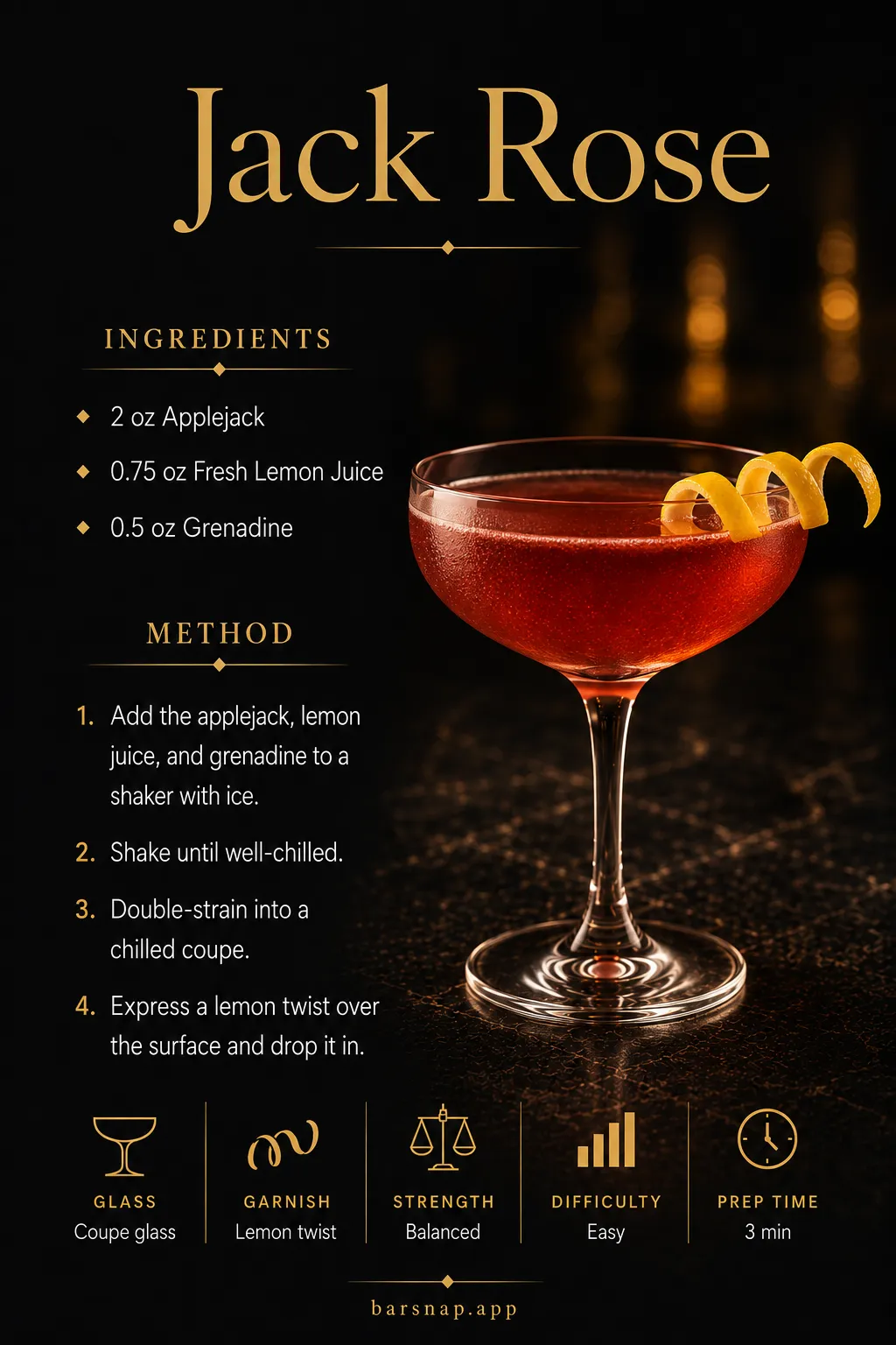 Jack Rose recipe infographic