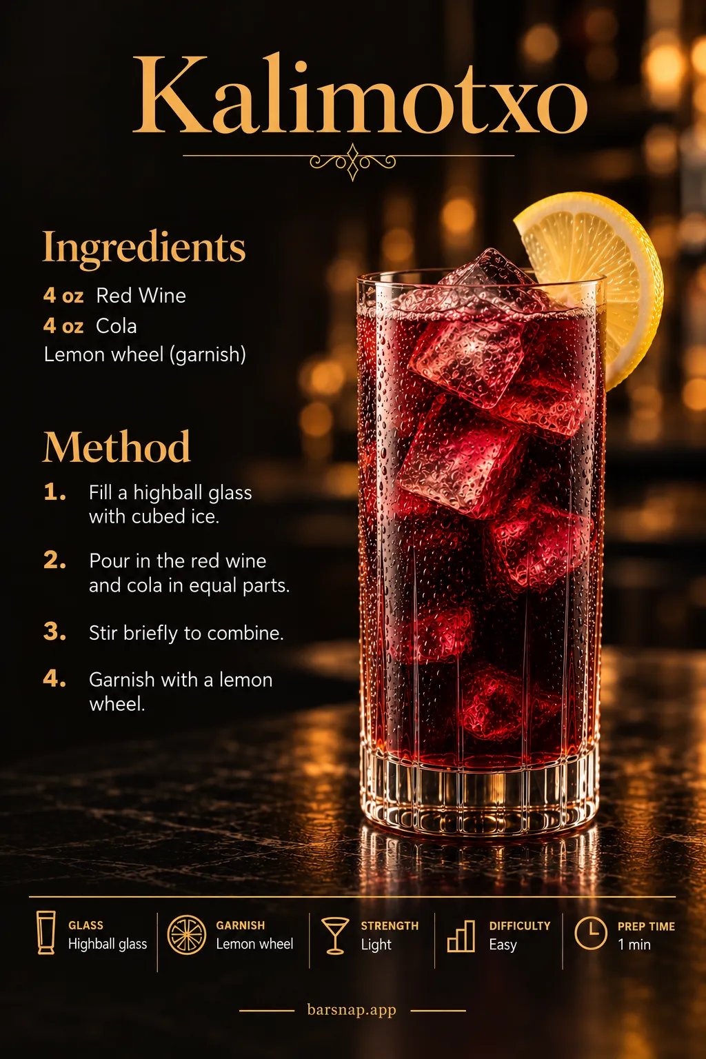 Kalimotxo recipe infographic