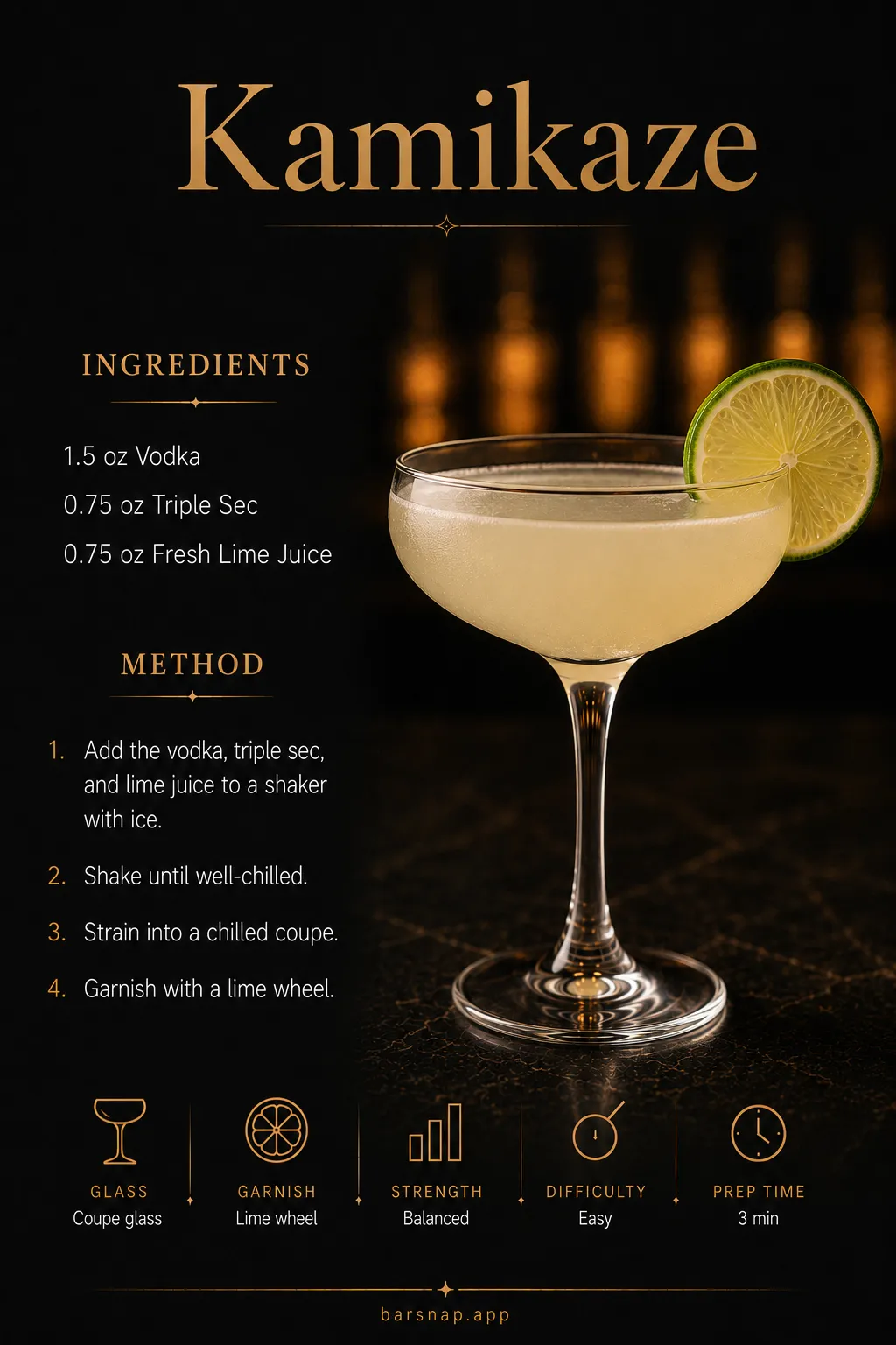 Kamikaze recipe infographic