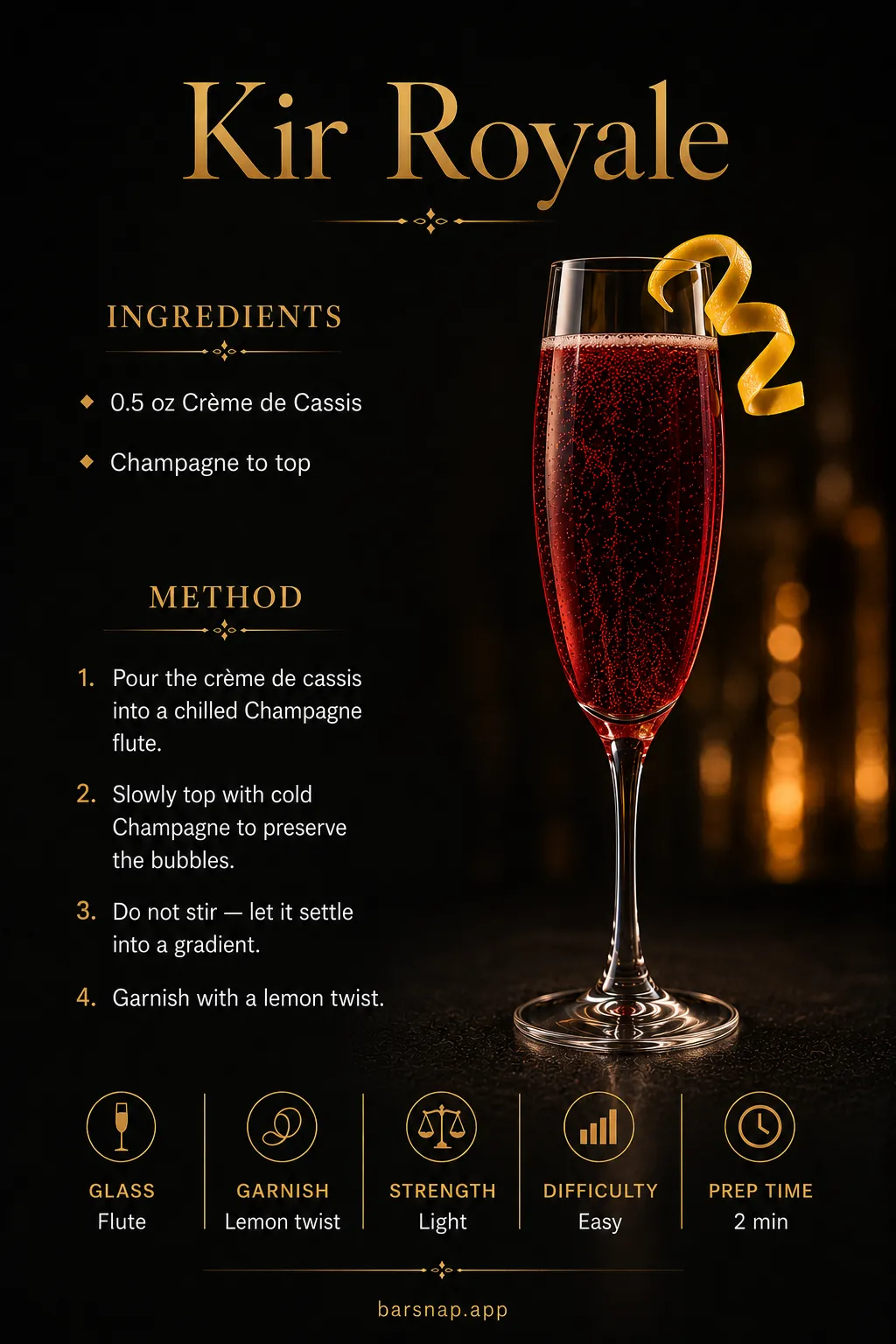 Kir Royale recipe infographic