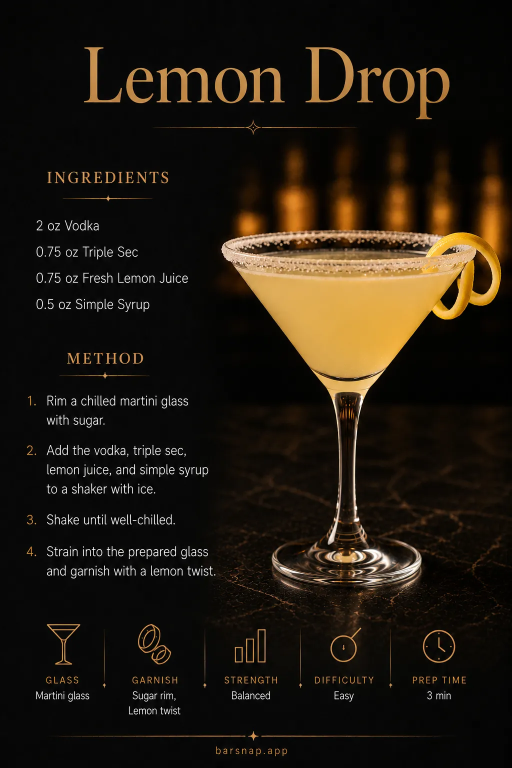 Lemon Drop recipe infographic