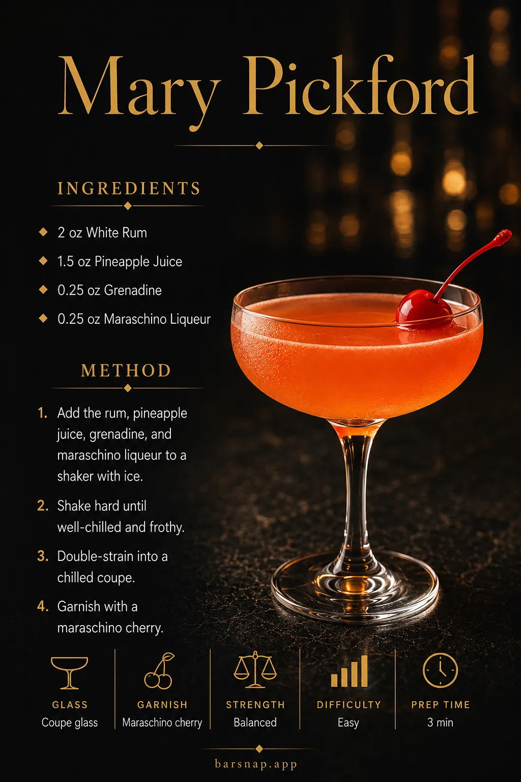 Mary Pickford recipe infographic