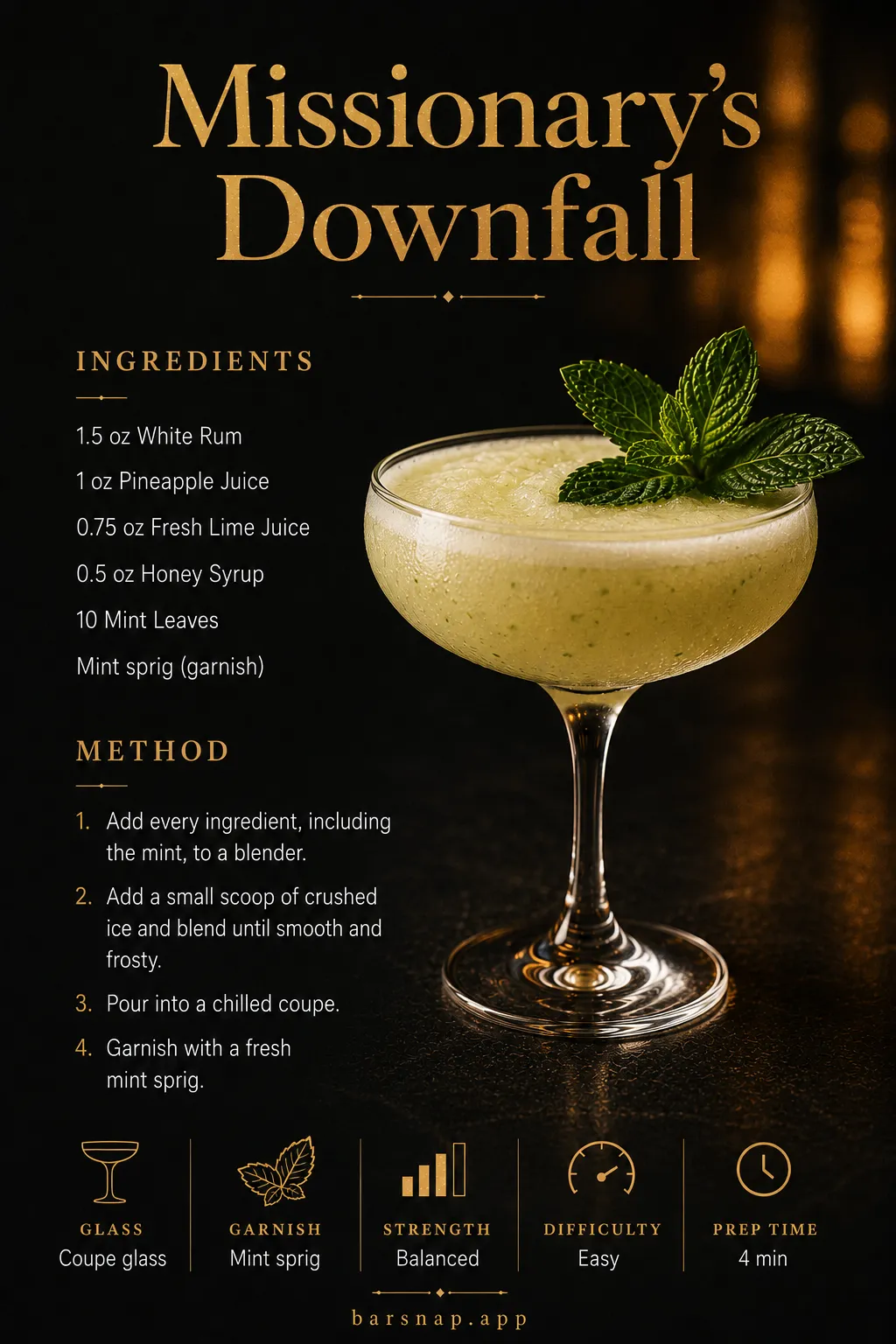 Missionary's Downfall recipe infographic