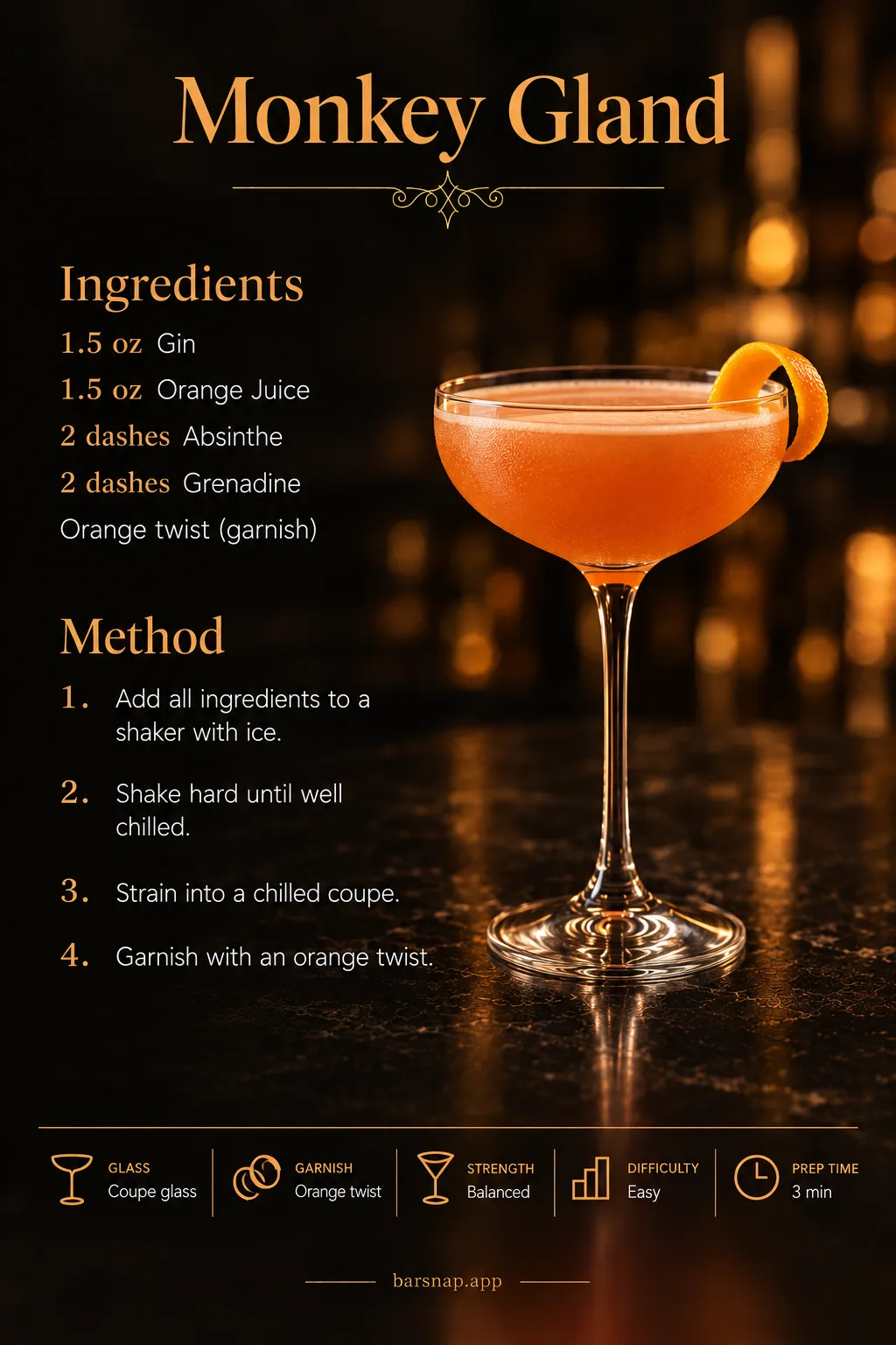 Monkey Gland recipe infographic