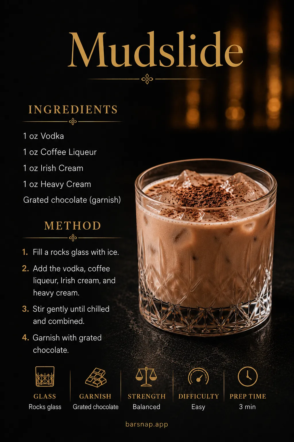 Mudslide recipe infographic