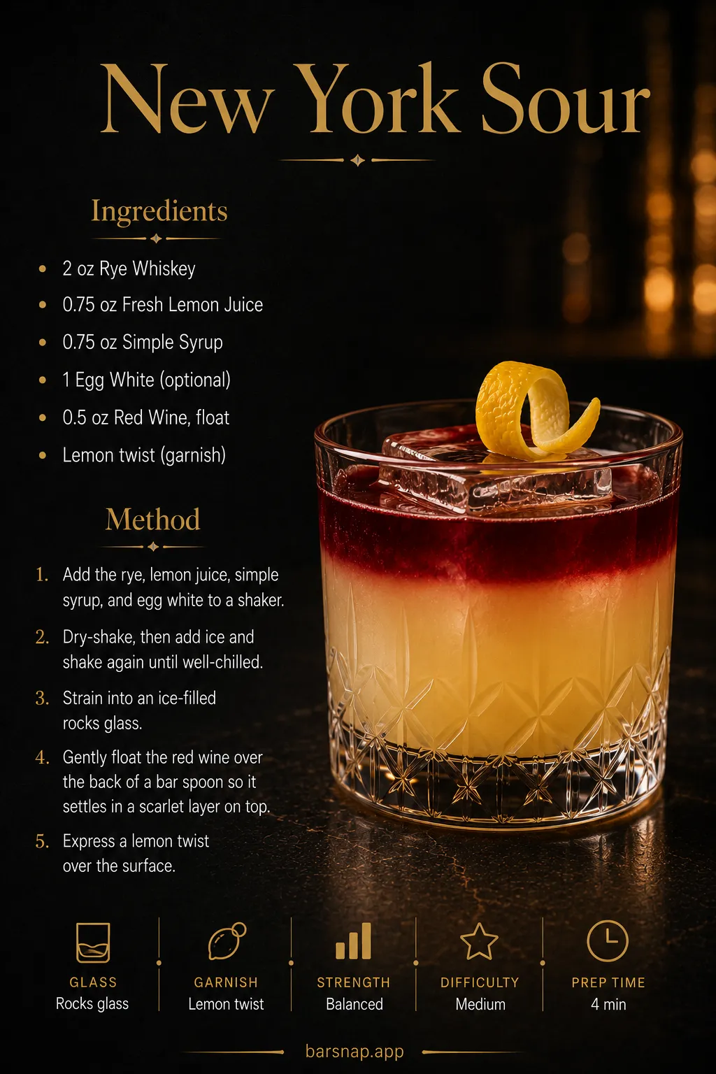 New York Sour recipe infographic