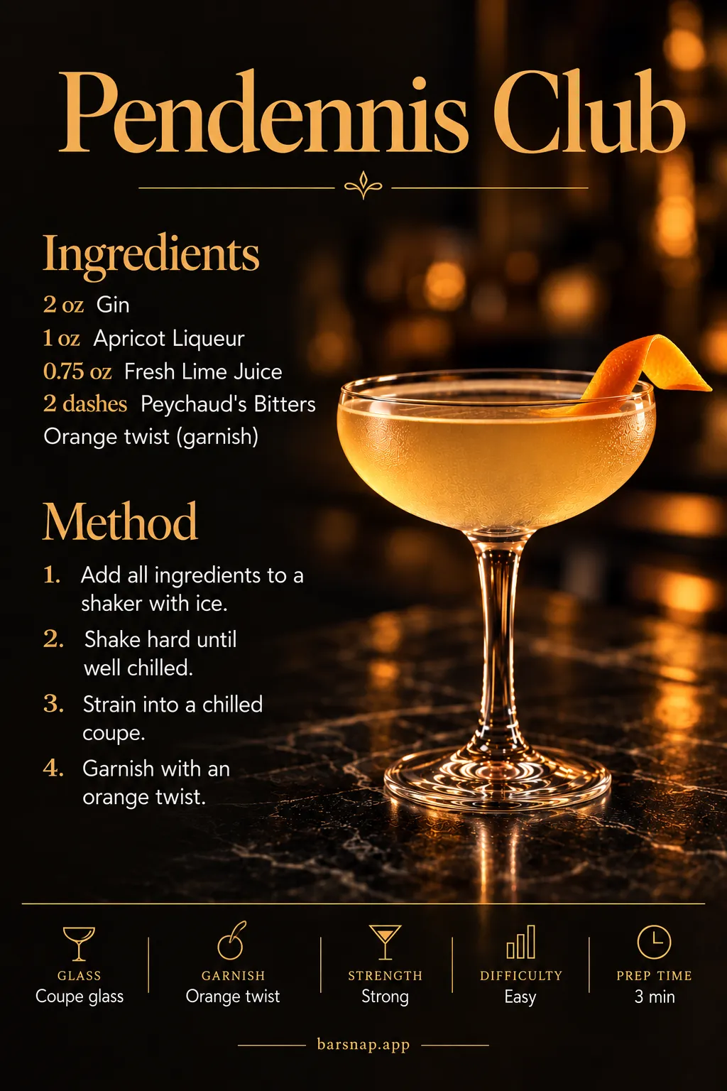 Pendennis Club recipe infographic