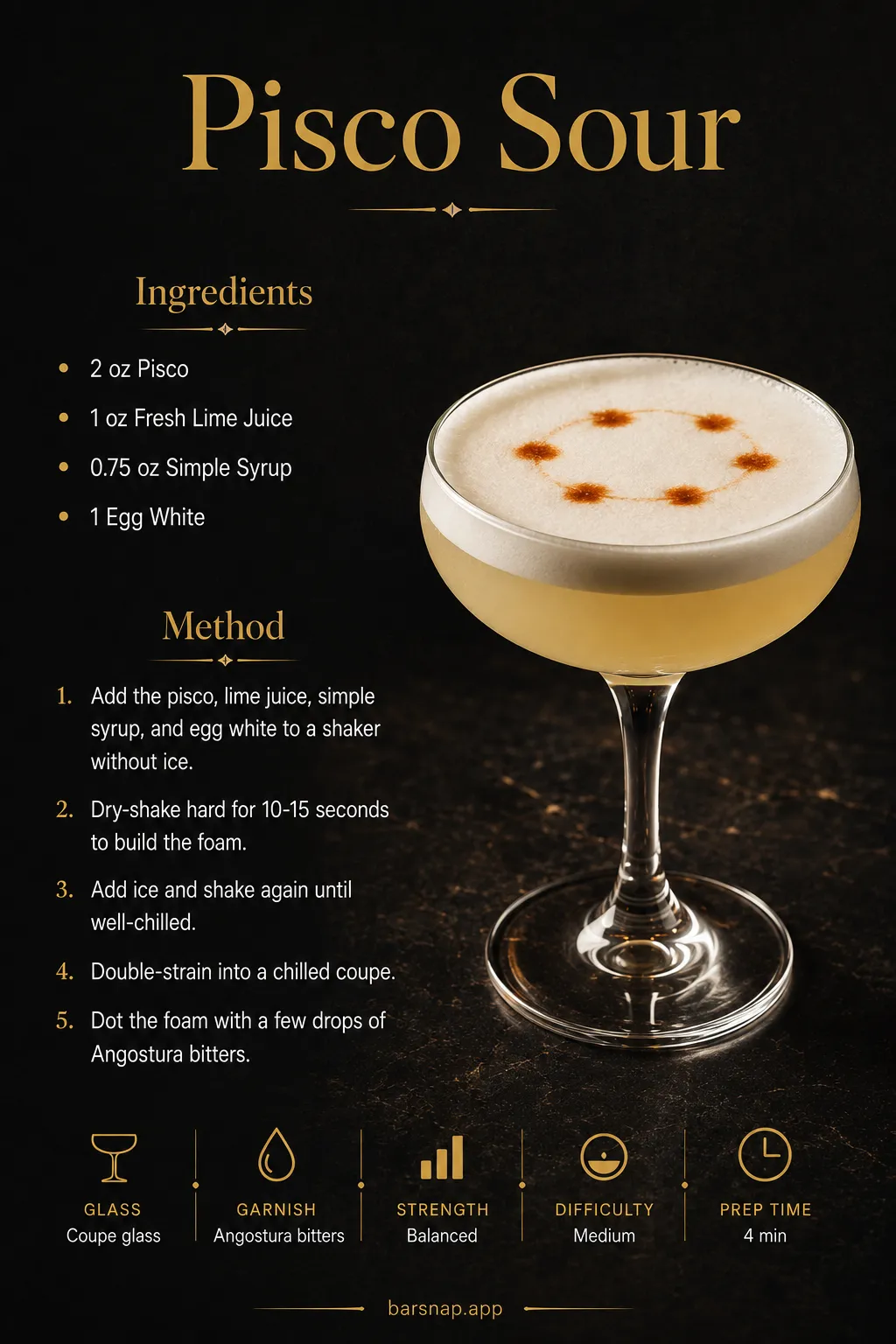 Pisco Sour recipe infographic