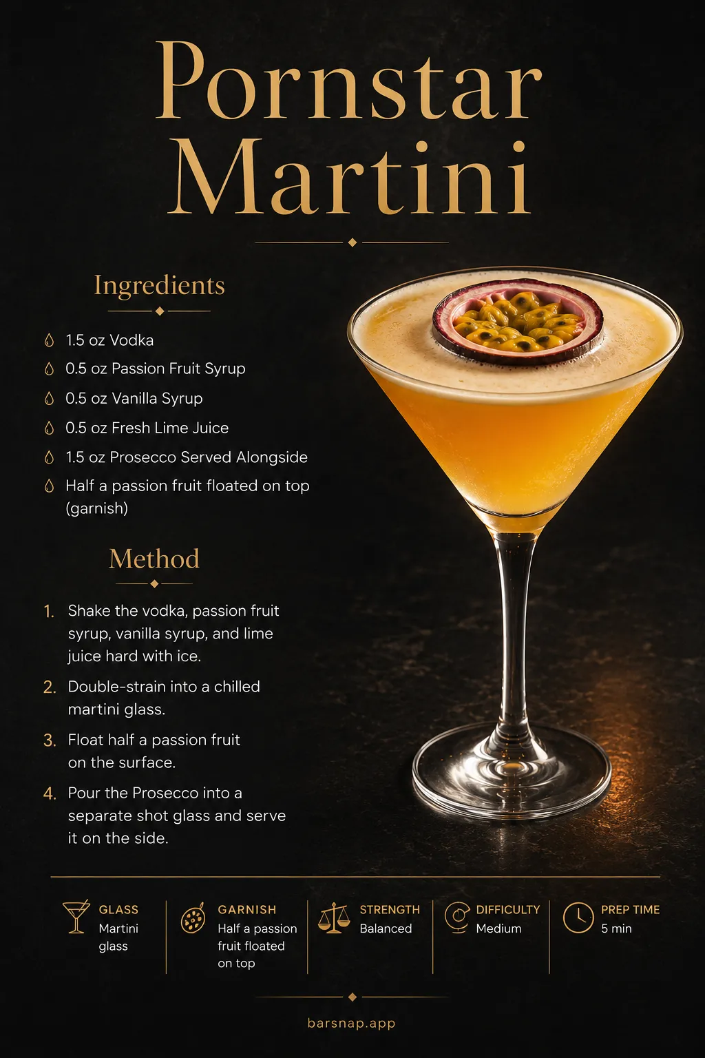 Pornstar Martini recipe infographic