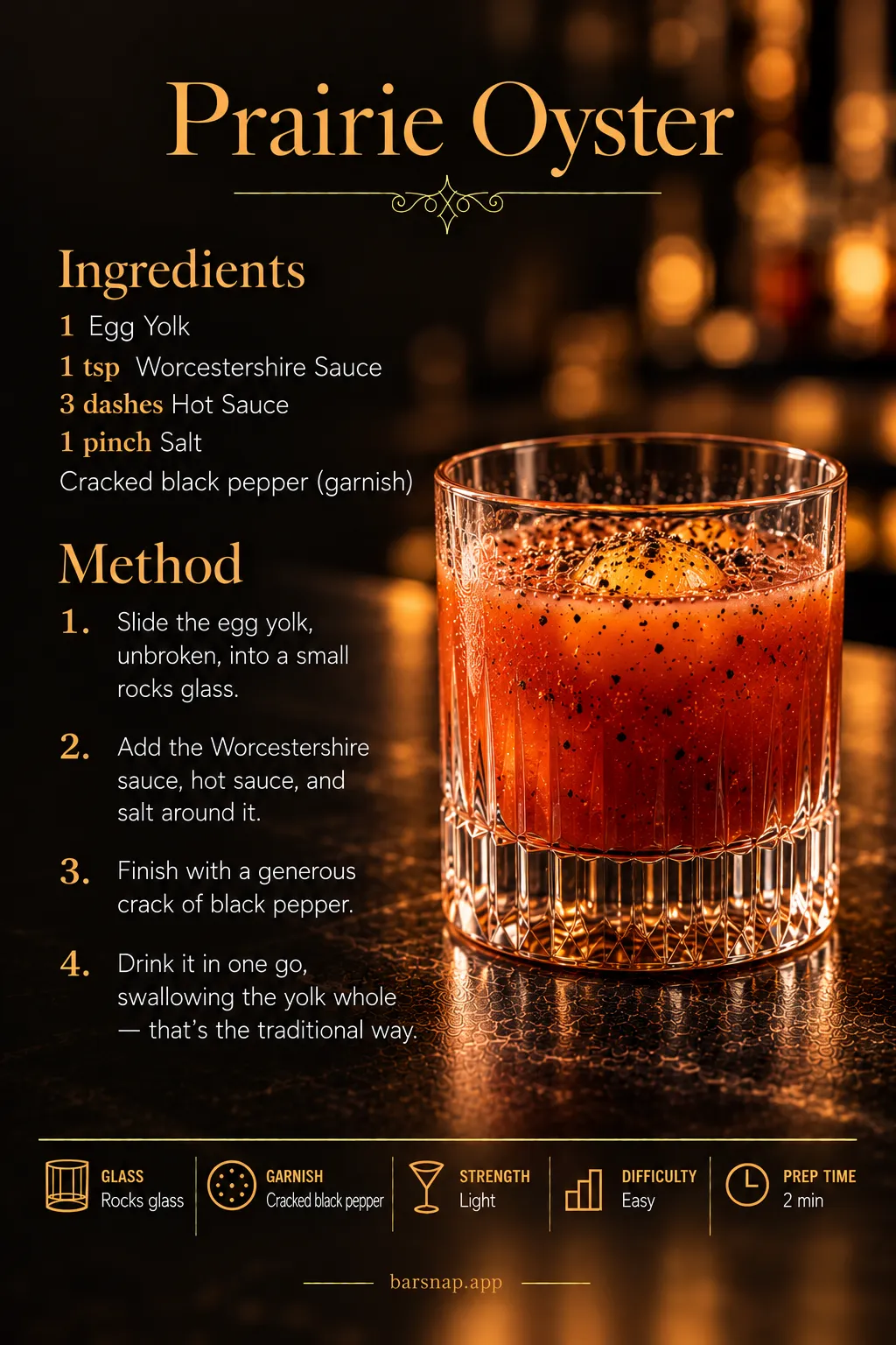 Prairie Oyster recipe infographic