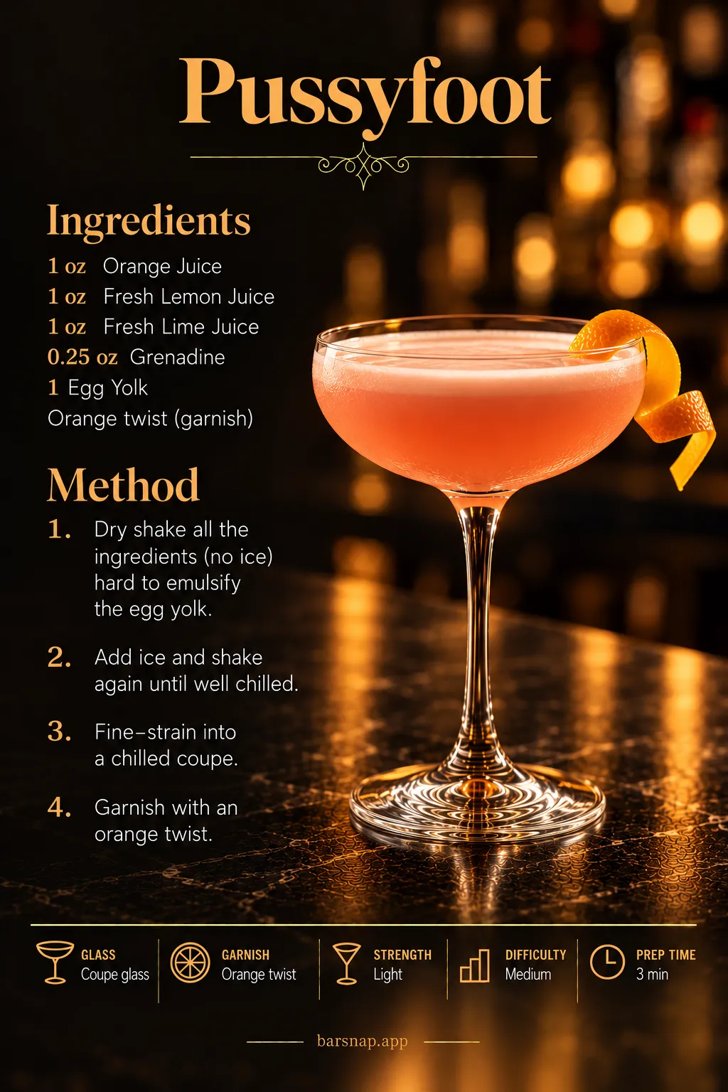 Pussyfoot recipe infographic