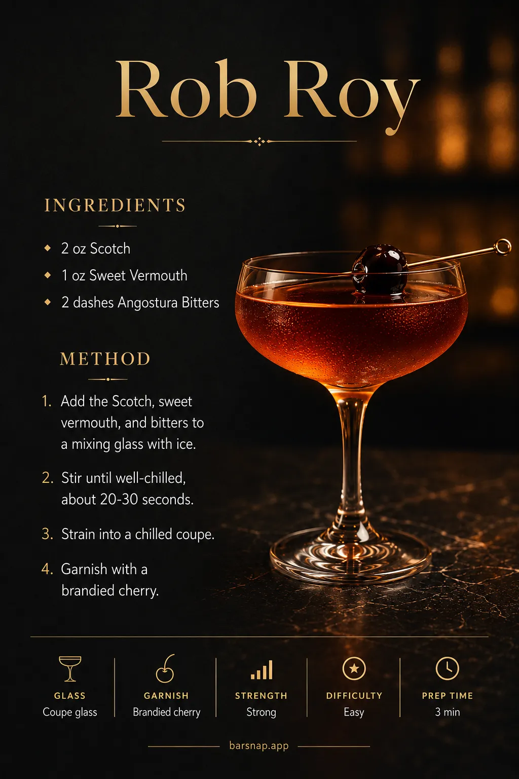 Rob Roy recipe infographic