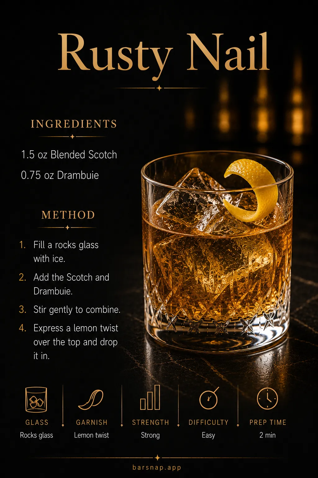 Rusty Nail recipe infographic