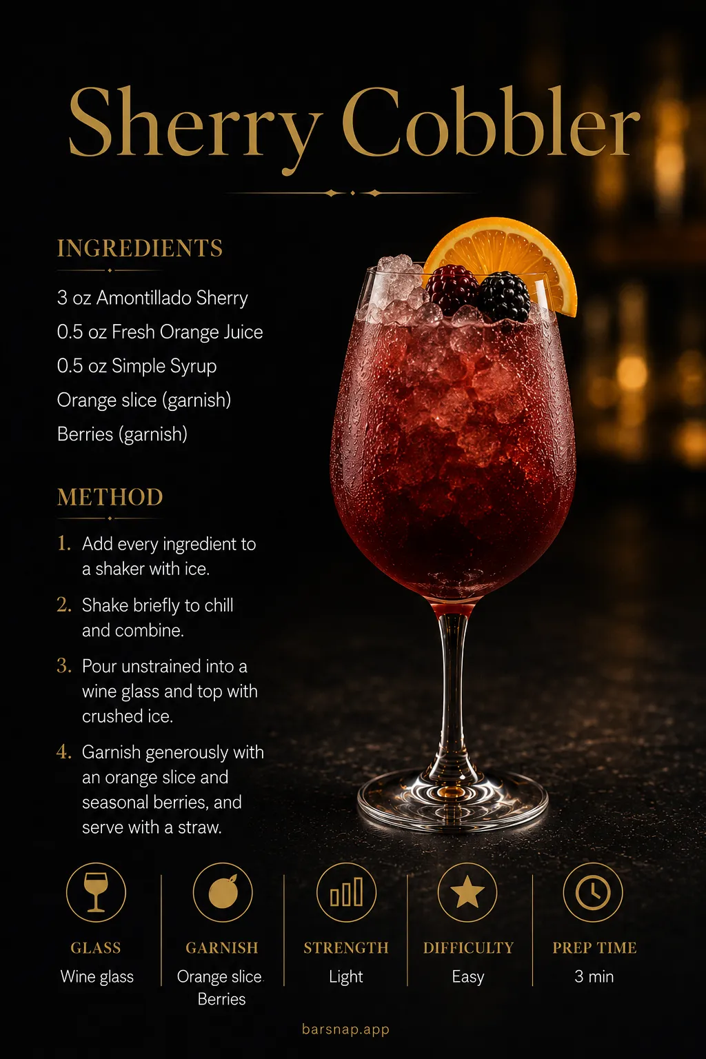 Sherry Cobbler recipe infographic