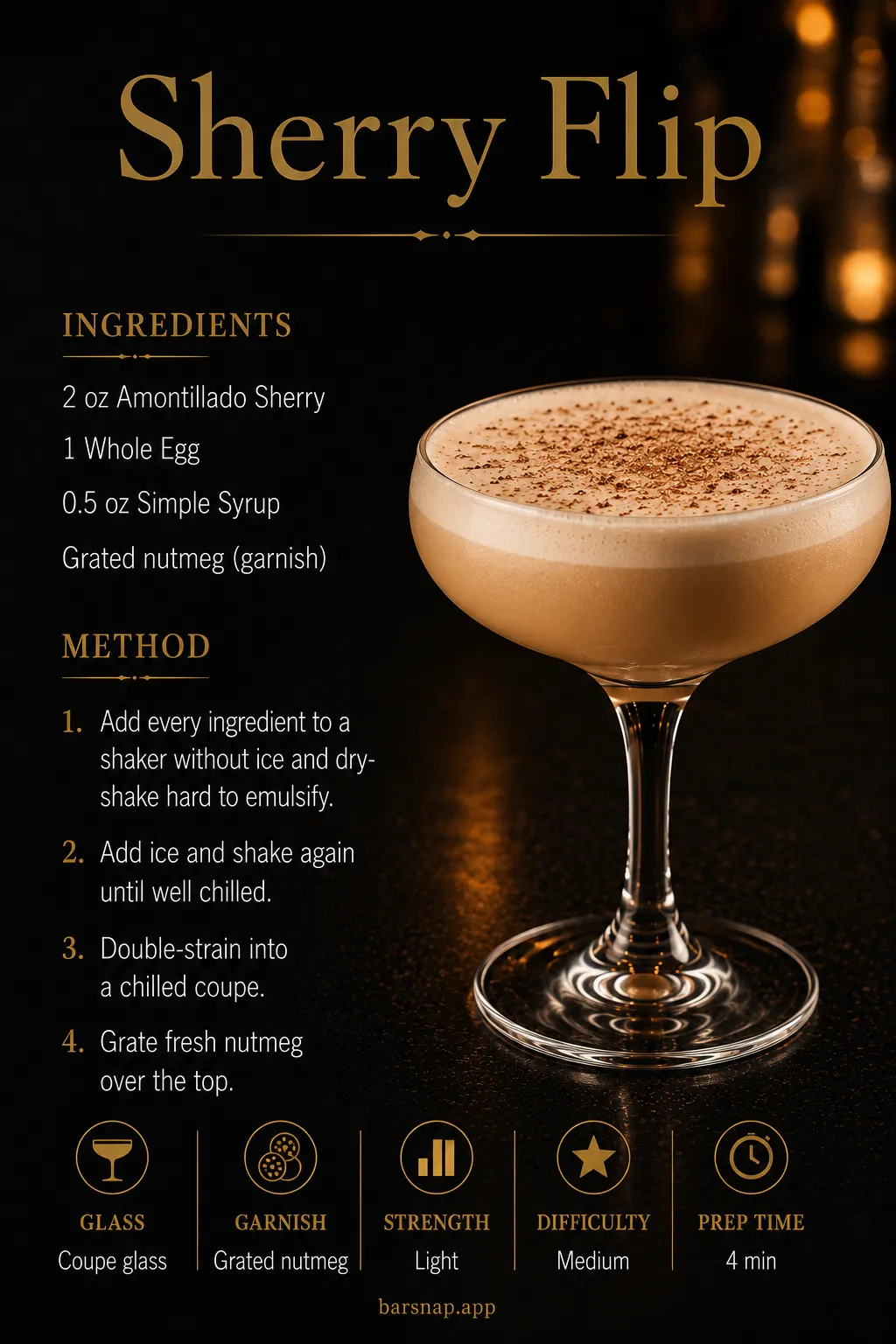 Sherry Flip recipe infographic