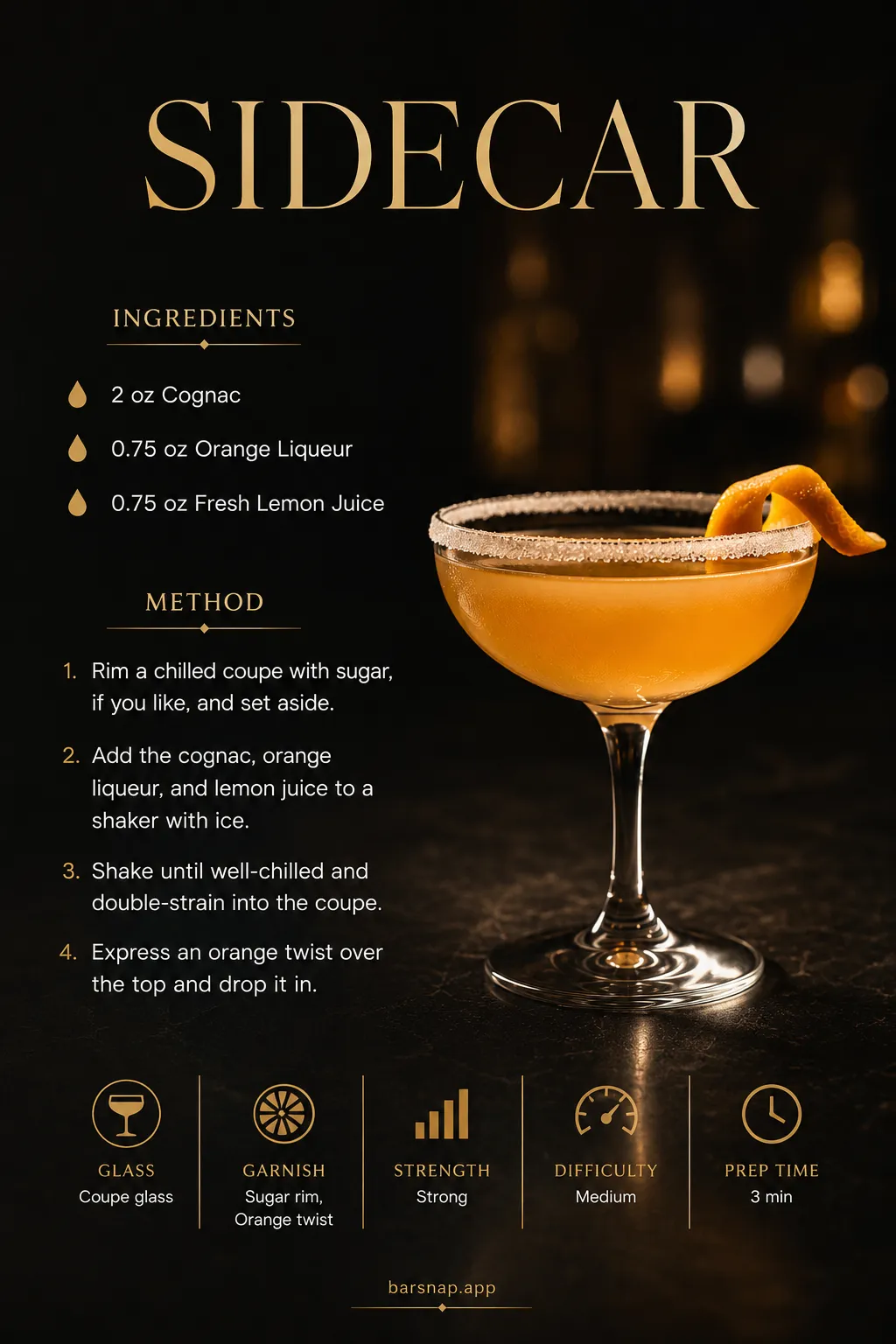 Sidecar recipe infographic