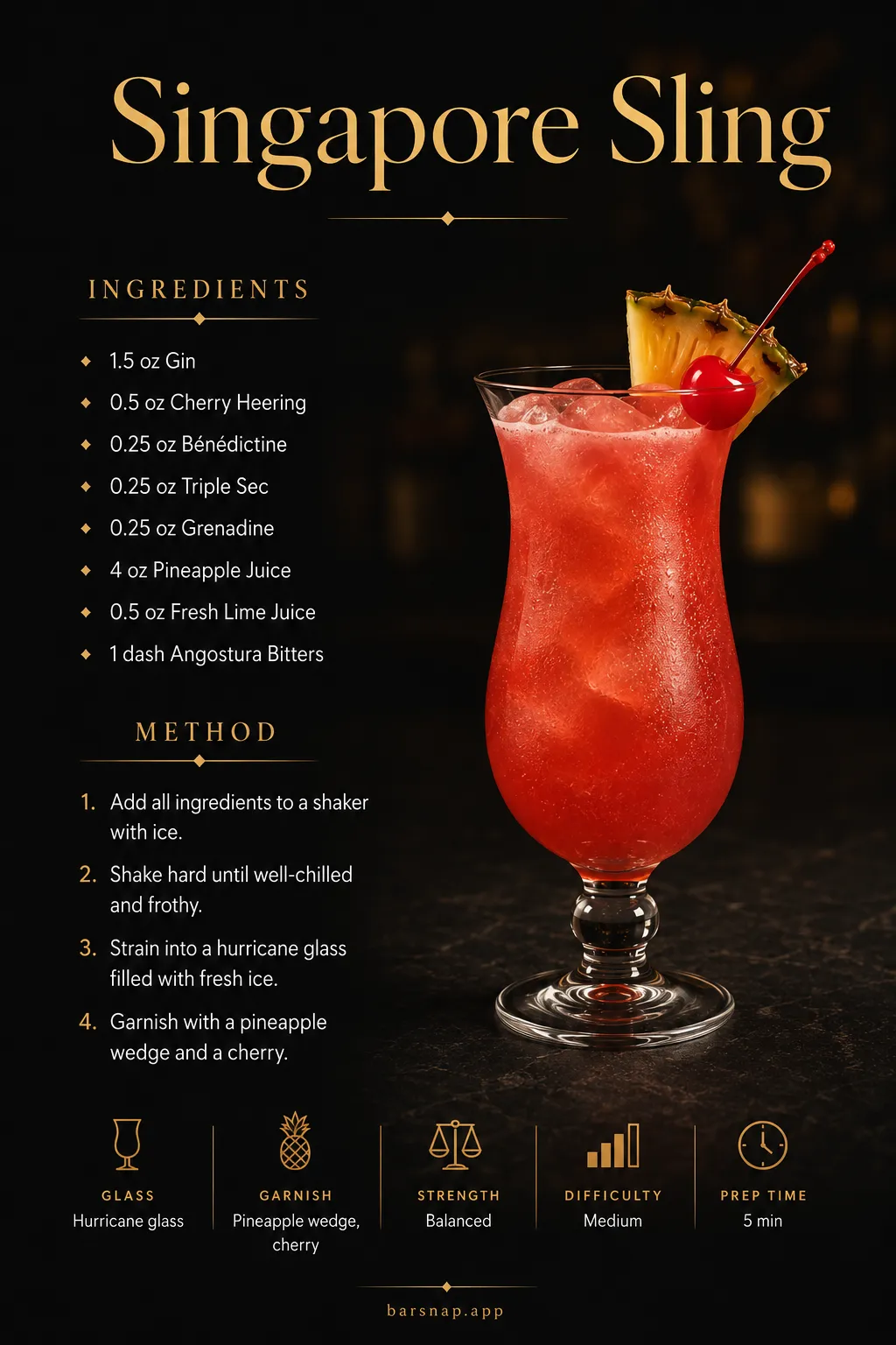 Singapore Sling recipe infographic