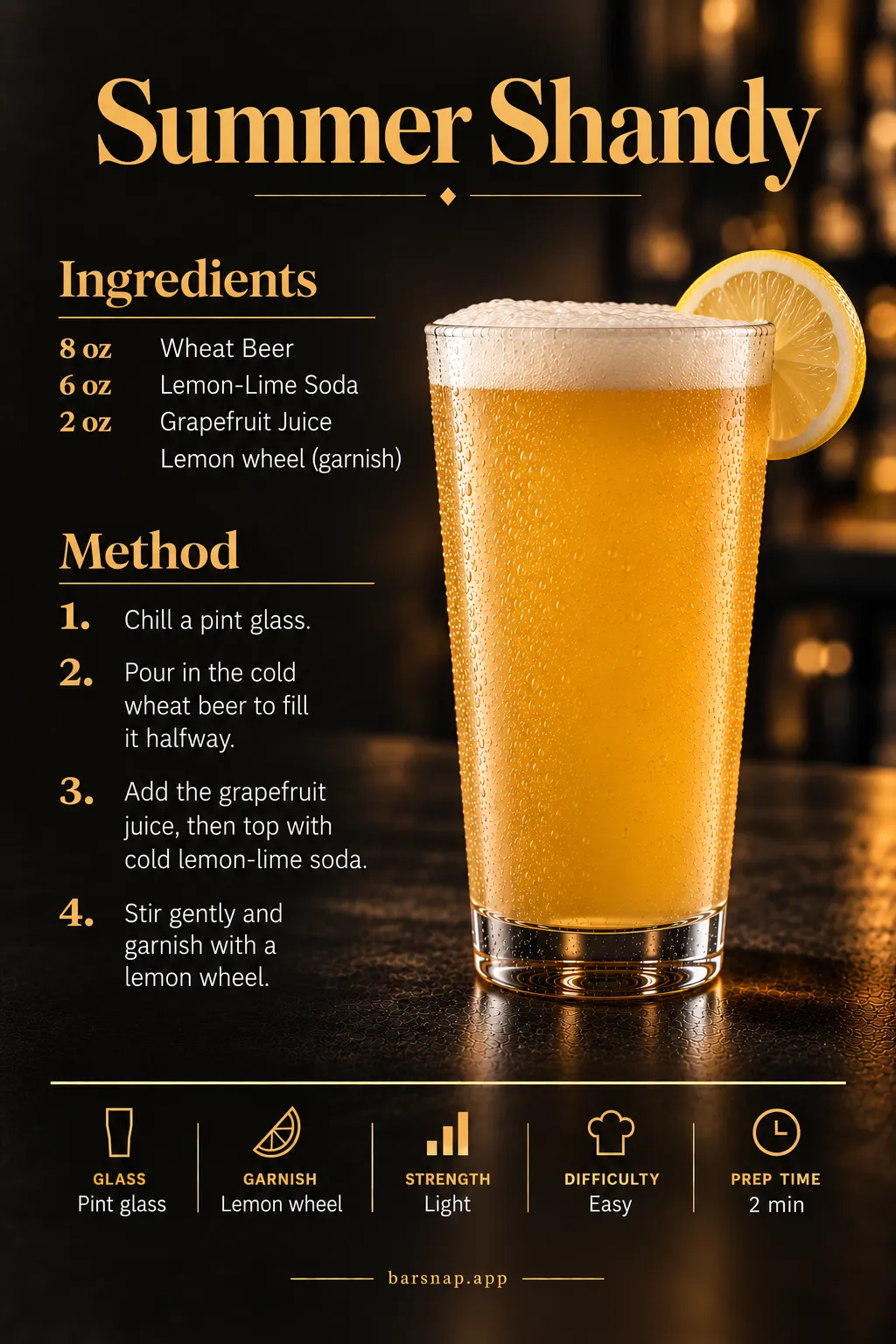 Summer Shandy recipe infographic