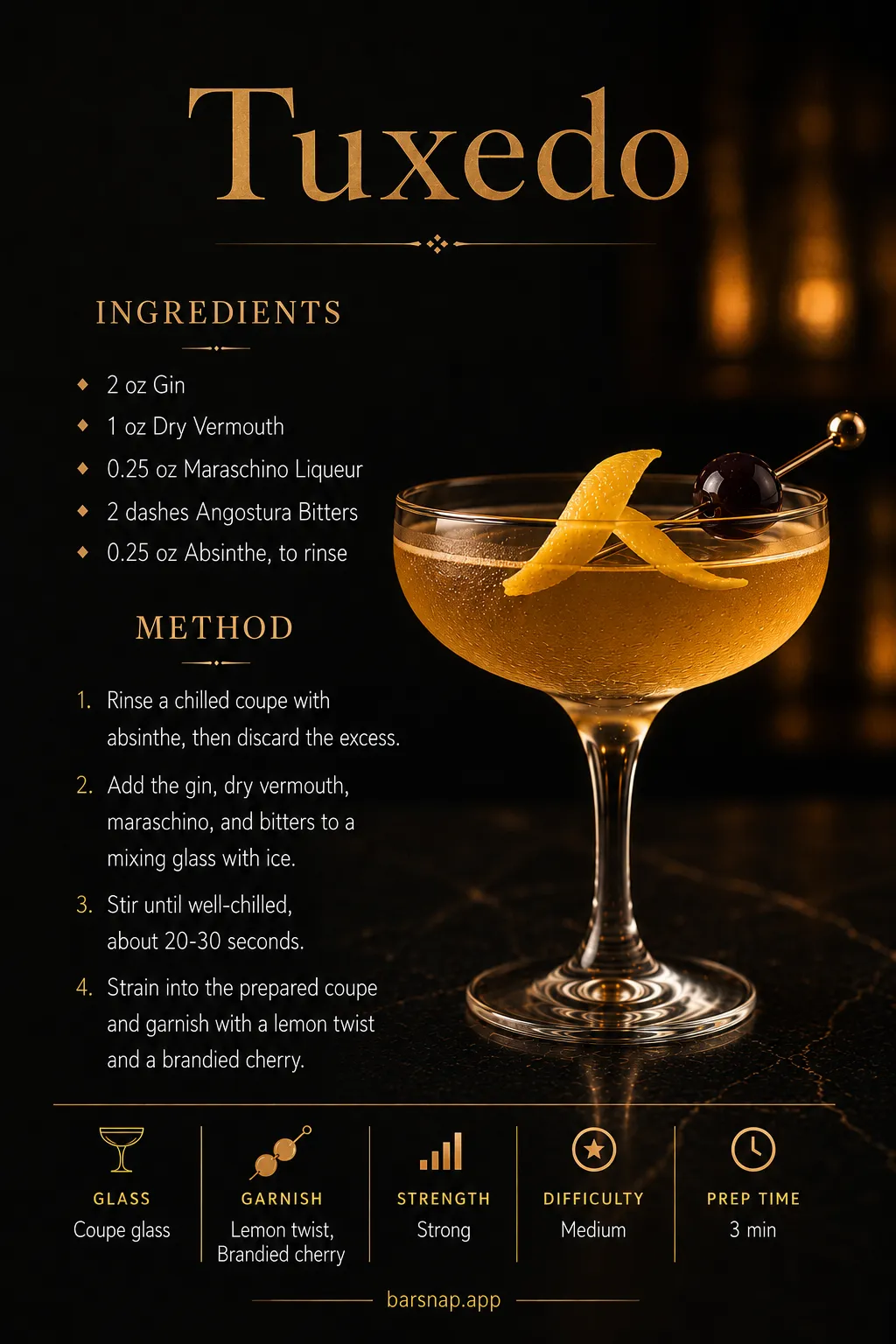 Tuxedo recipe infographic
