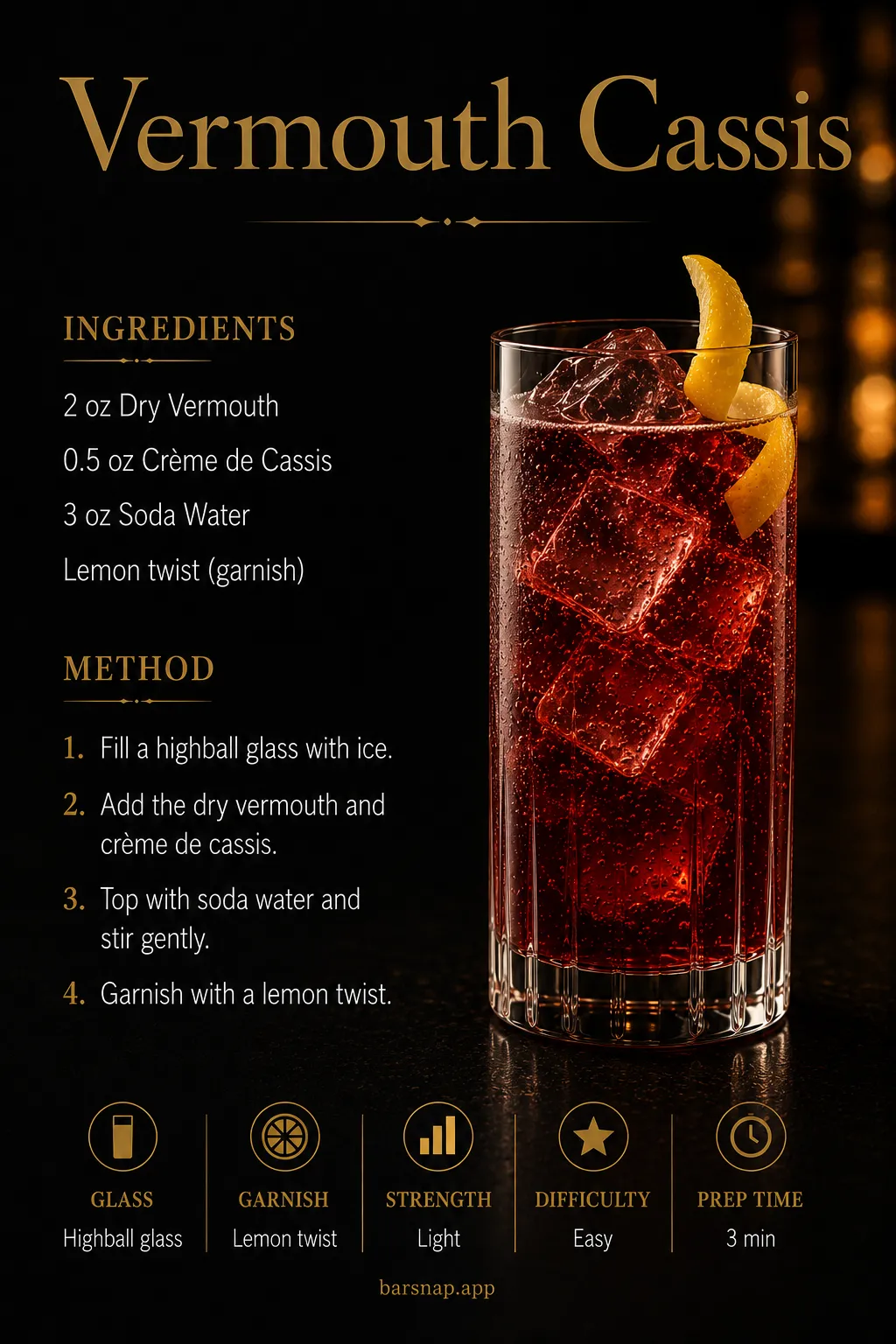 Vermouth Cassis recipe infographic